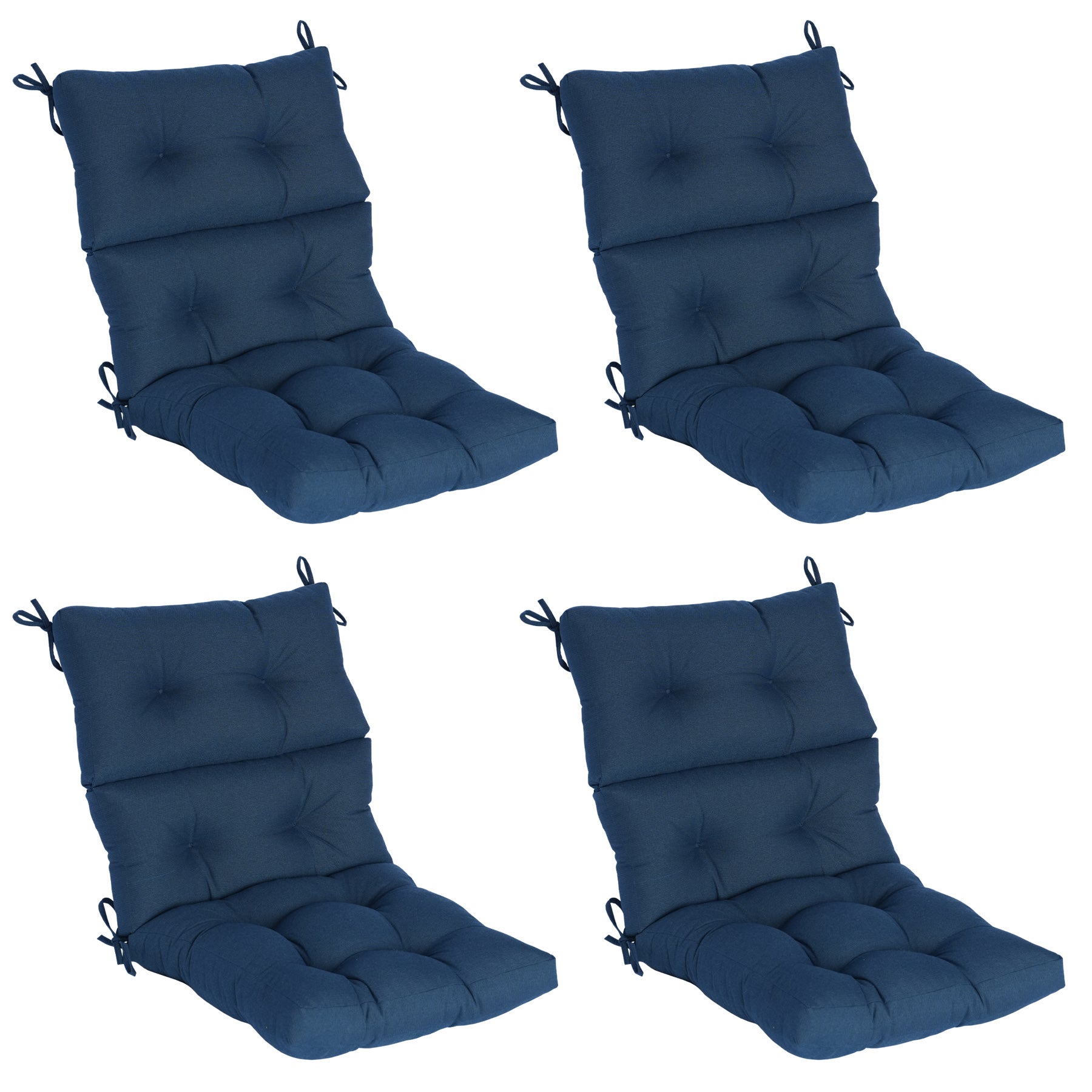 GoodGoods Tufted Outdoor High-Back Chair Cushion 22x44 in - Dark Blue lifestyle and product view 2