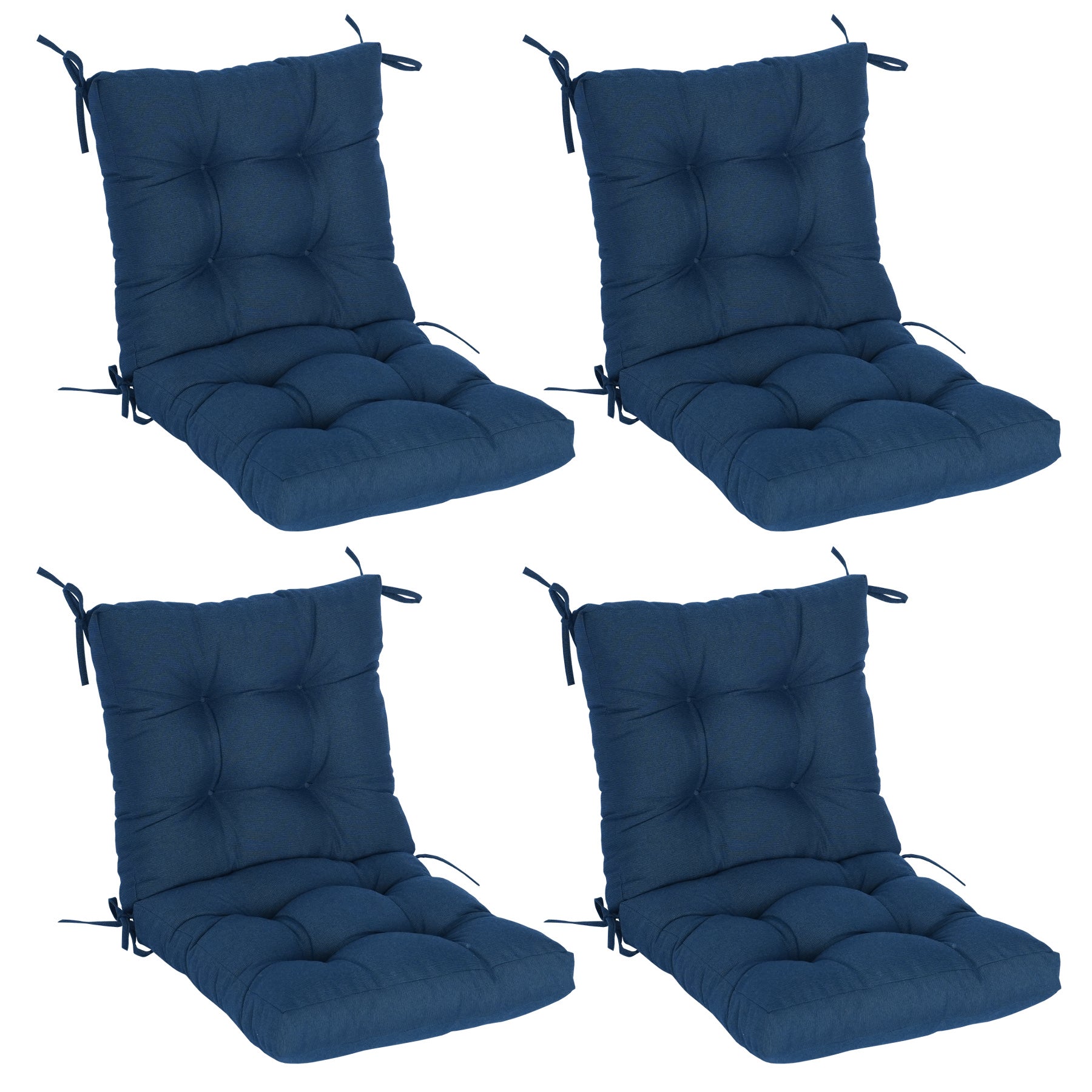GoodGoods Tufted Outdoor High-Back Chair Cushion 20x40 in - Dark Blue lifestyle and product view 2