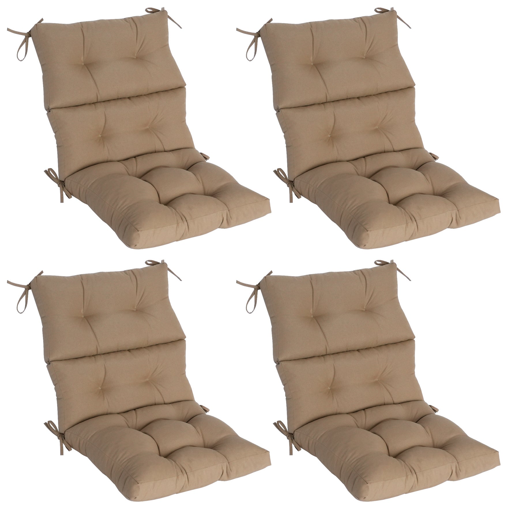 GoodGoods Tufted Outdoor High-Back Chair Cushion 22x44 in - Brown lifestyle and product view 2
