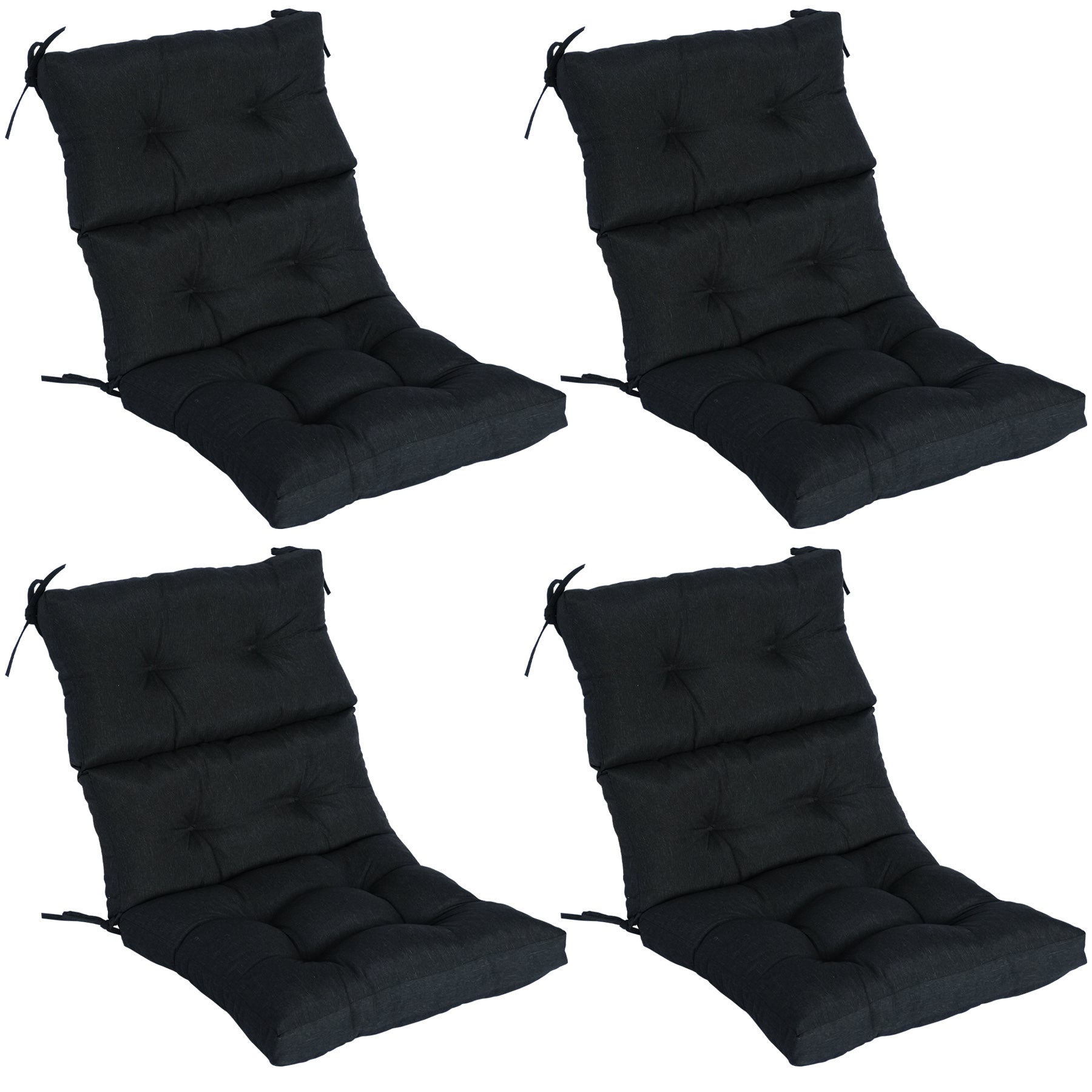 GoodGoods Tufted Outdoor High-Back Chair Cushion 22x44 in - Black lifestyle and product view 2