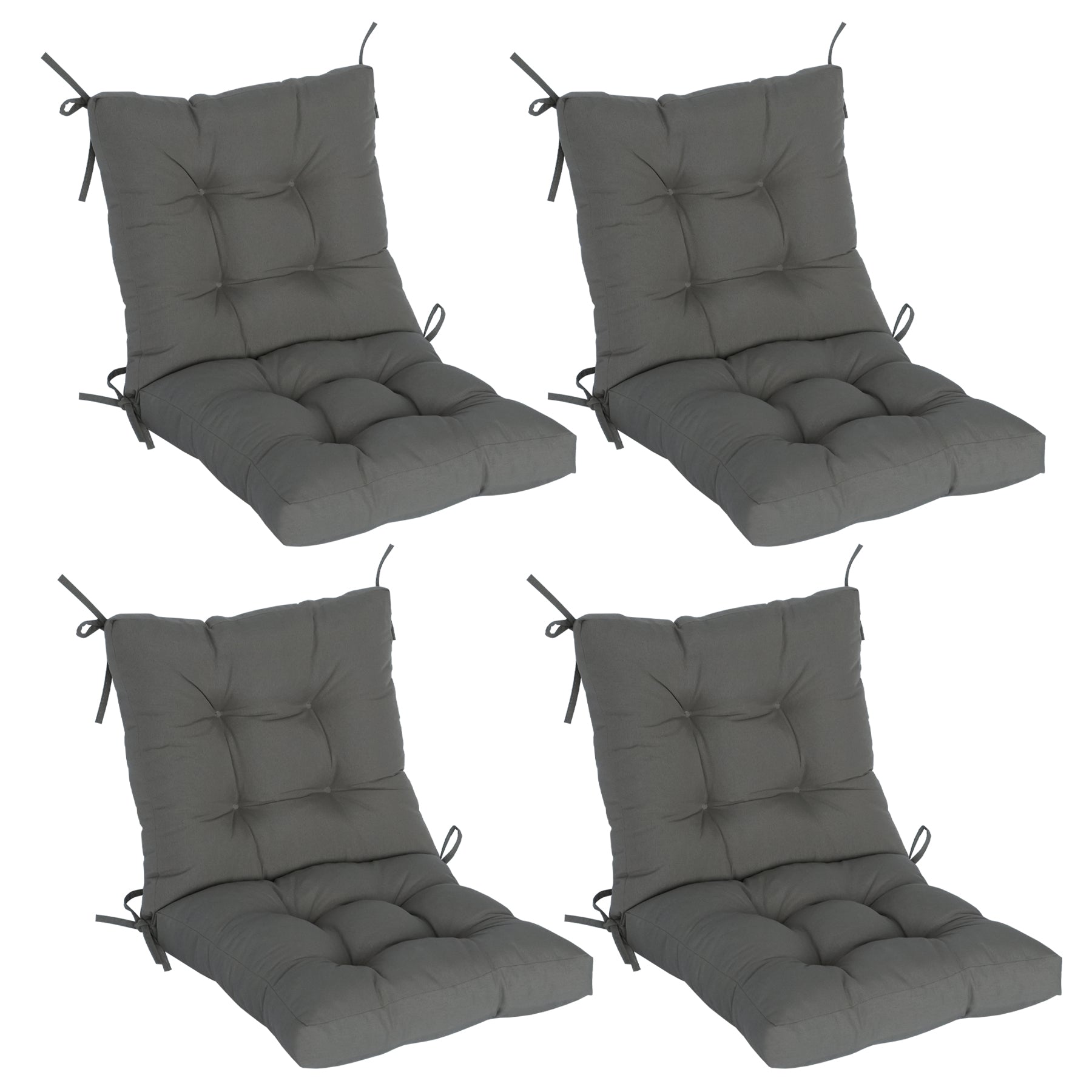 GoodGoods Tufted Outdoor High-Back Chair Cushion 20x40 in - Gray lifestyle and product view 2