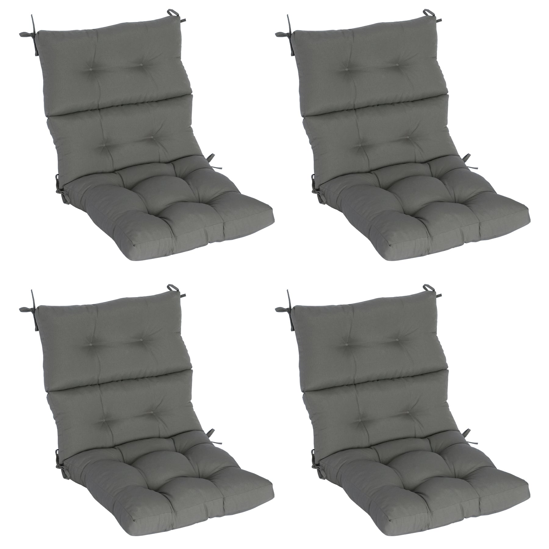 GoodGoods Tufted Outdoor High-Back Chair Cushion 22x44 in - Gray lifestyle and product view 2