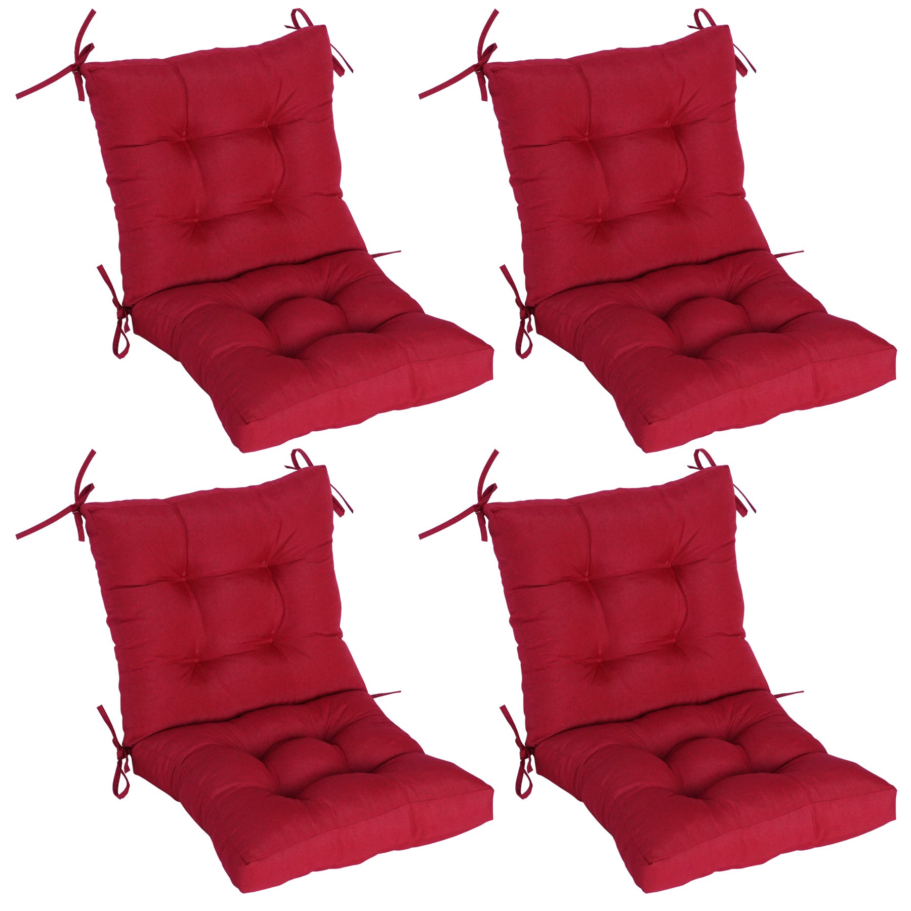 GoodGoods Tufted Outdoor High-Back Chair Cushion 20x40 in - Red lifestyle and product view 2