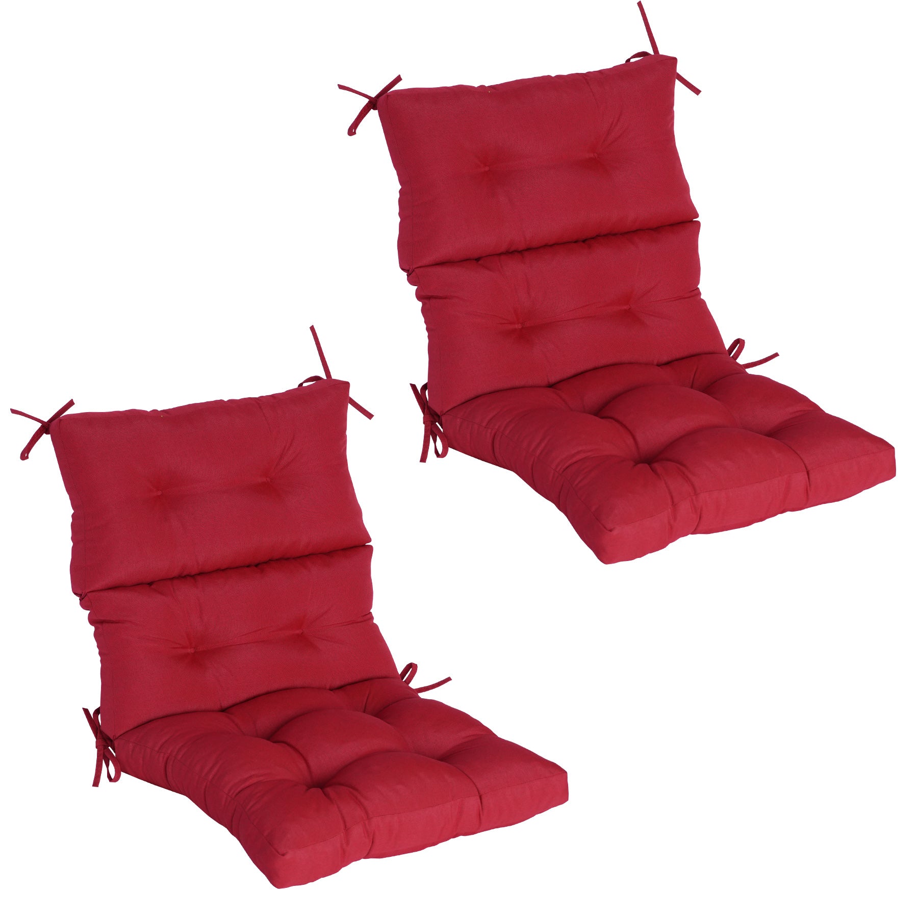 GoodGoods Tufted Outdoor High-Back Chair Cushion 22x44 in - Red lifestyle and product view 3
