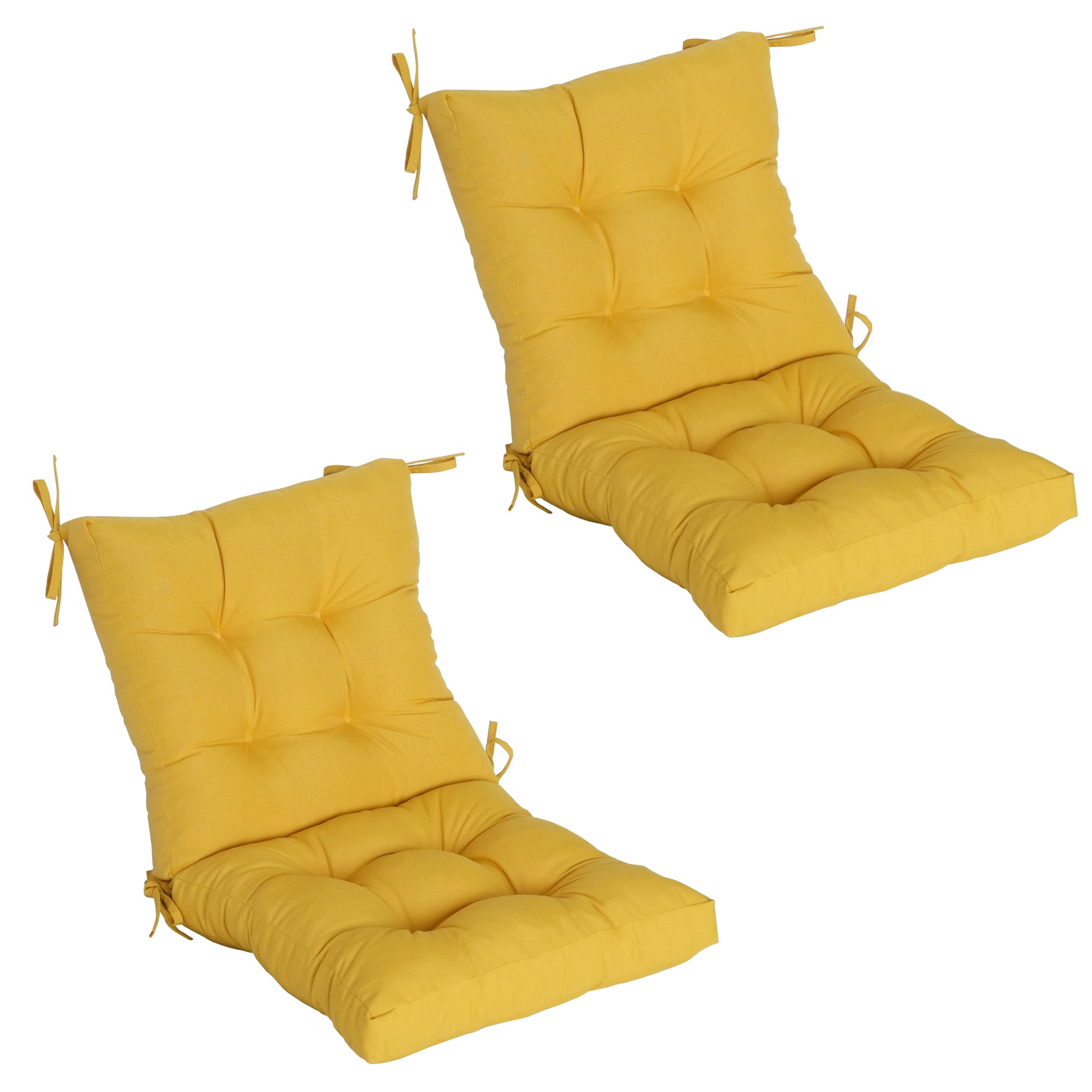 GoodGoods Tufted Outdoor High-Back Chair Cushion 20x40 in - Yellow lifestyle and product view 3