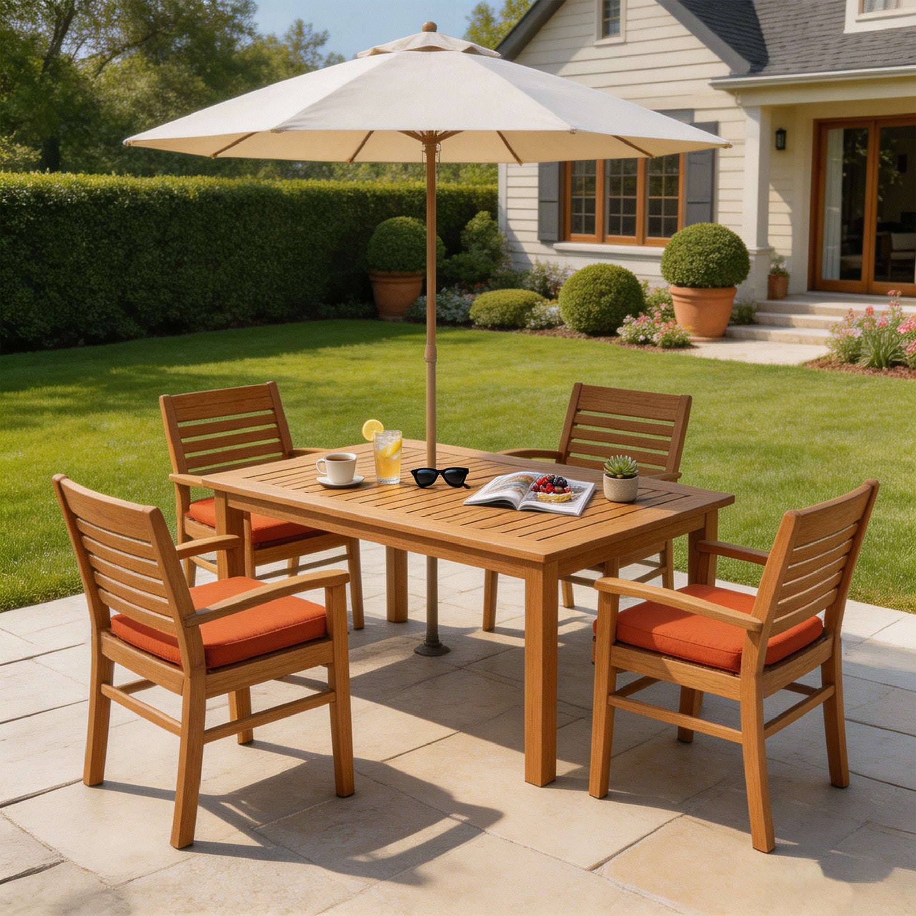 GoodGoods Outdoor Seat Cushion 22x22 in - Orange lifestyle and product view 5