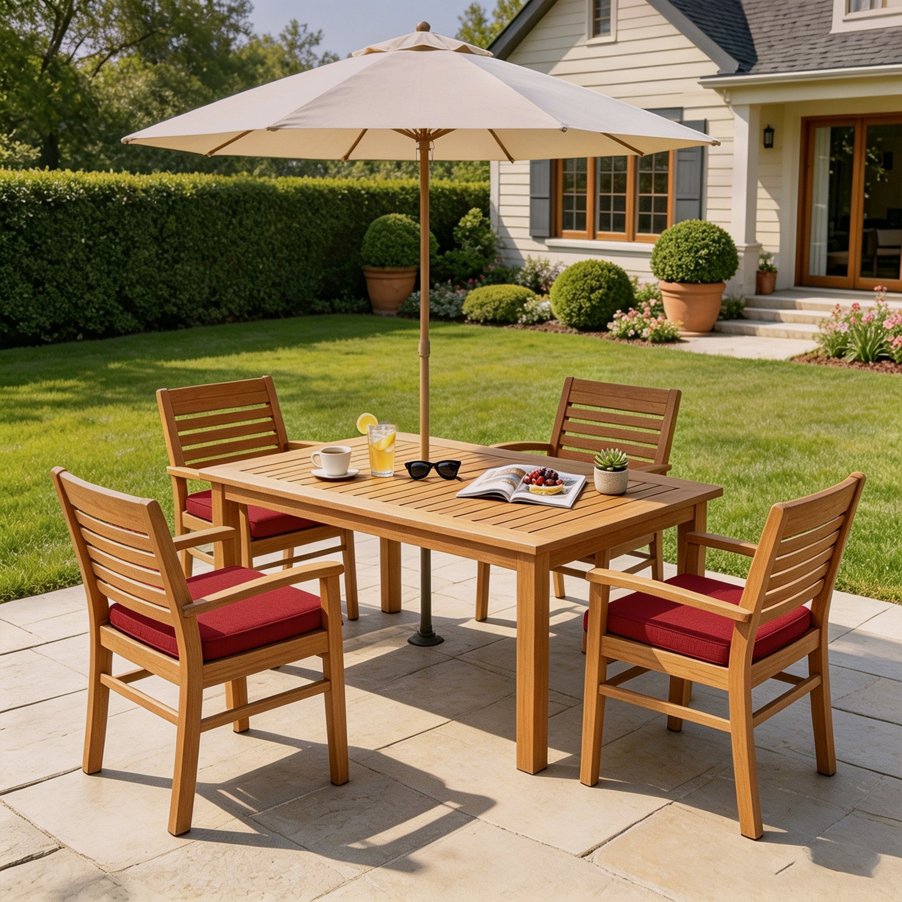 GoodGoods Outdoor Seat Cushion 22x22 in - Red lifestyle and product view 5