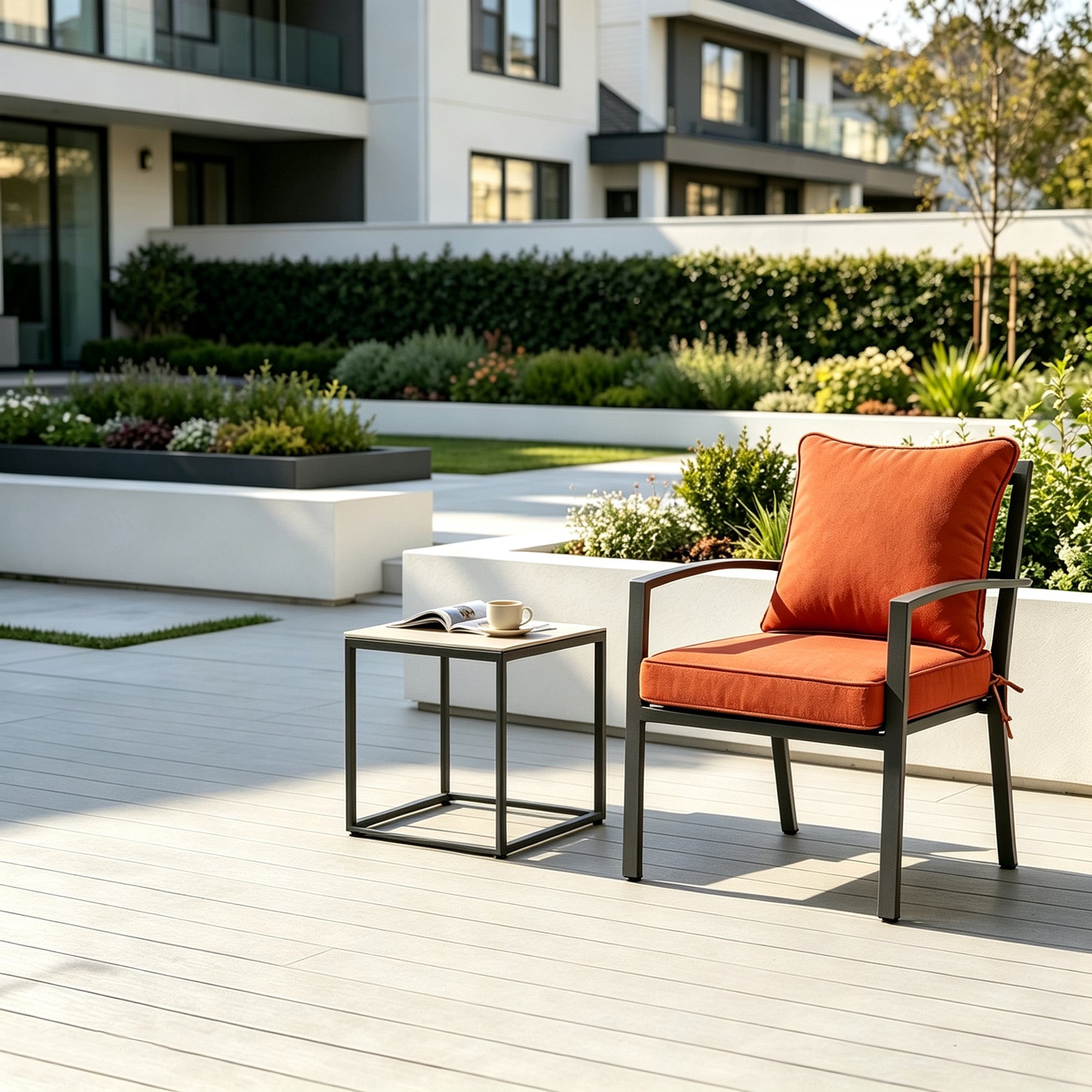 GoodGoods Deep Seat Outdoor Cushion Set 22x22 in - Orange lifestyle and product view 3