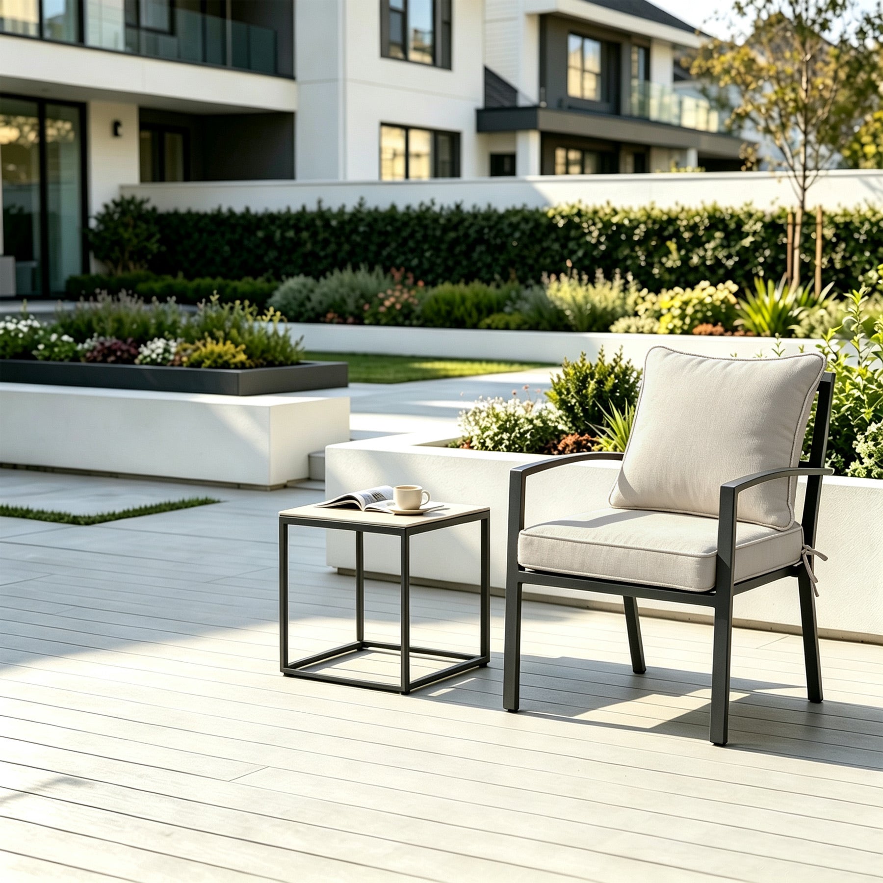 GoodGoods Deep Seat Outdoor Cushion Set 22x22 in - Beige lifestyle and product view 3