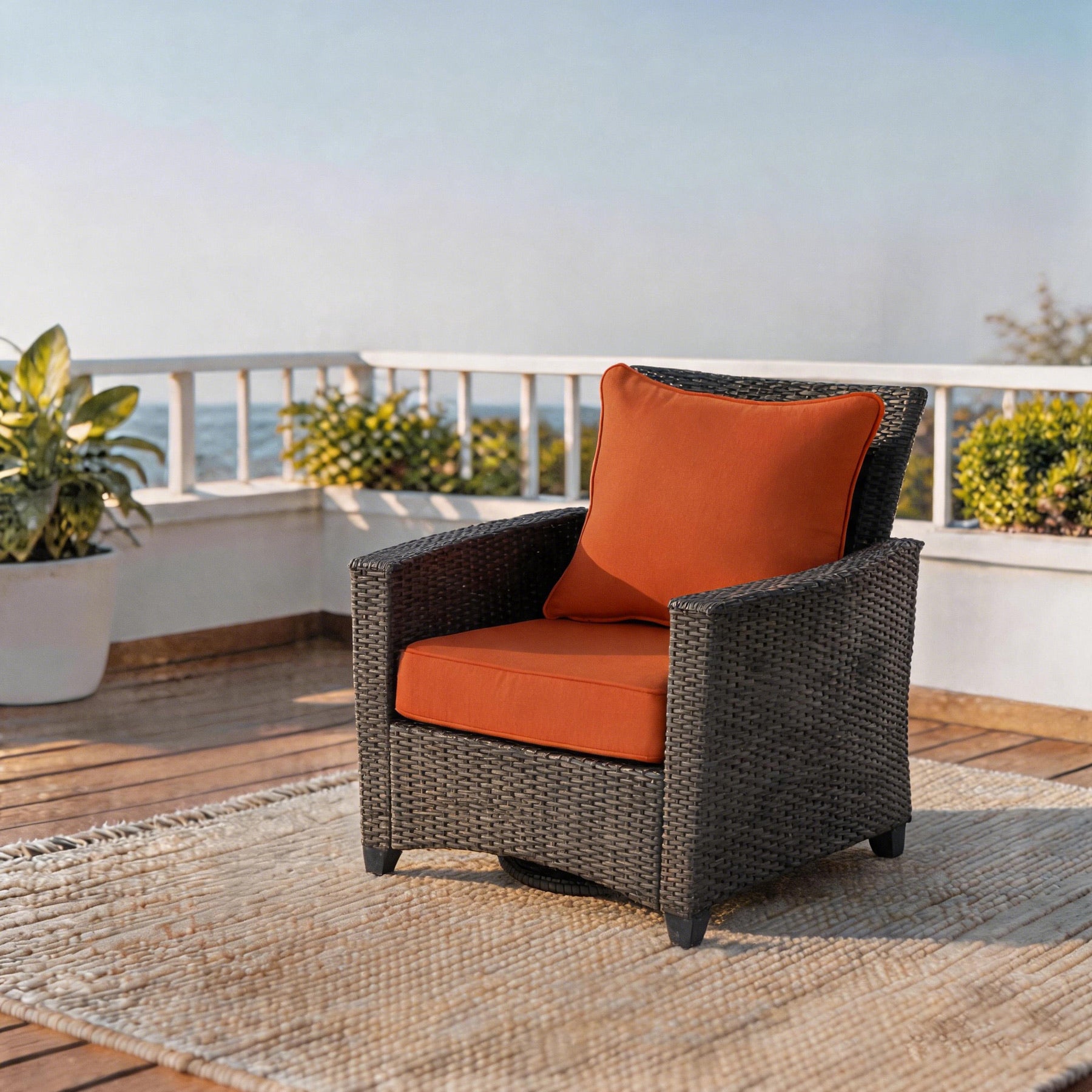 GoodGoods Deep Seat Outdoor Cushion Set 24x24 in - Orange lifestyle and product view 3
