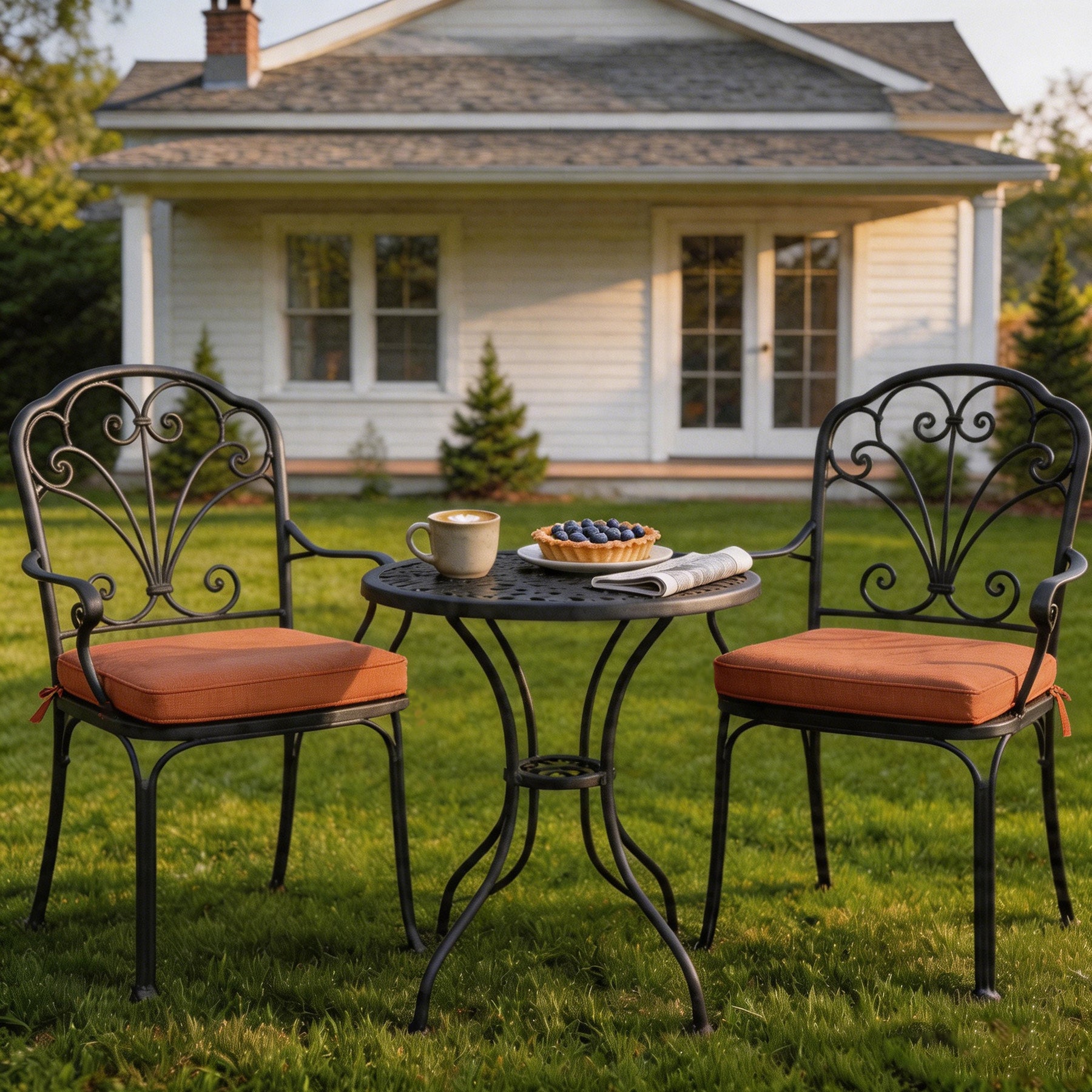 GoodGoods Outdoor Seat Cushion 20x20 in - Orange lifestyle and product view 5