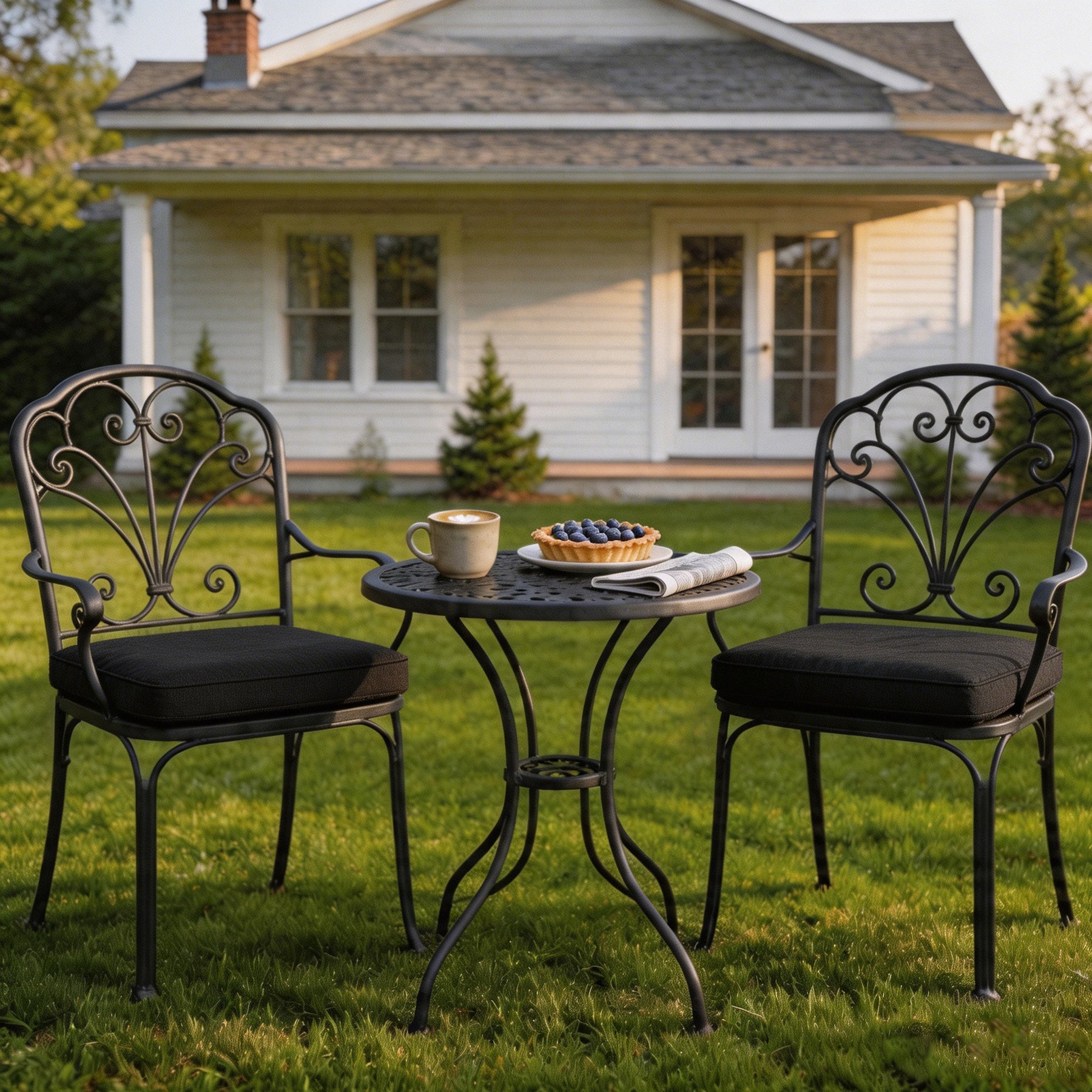 GoodGoods Outdoor Seat Cushion 22x22 in - Black lifestyle and product view 7