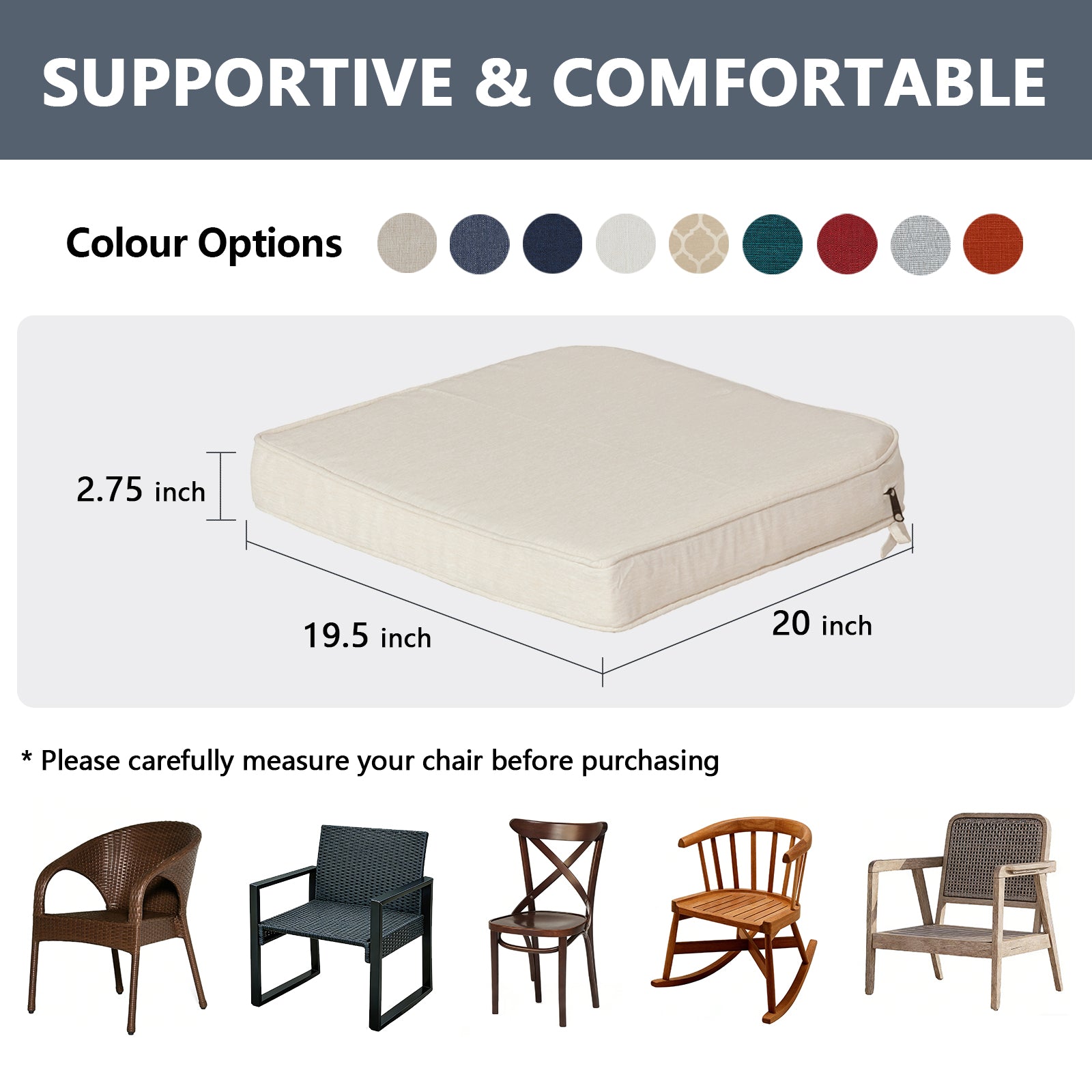 GoodGoods Seat Cushion 19.5x20 in 4 Pads