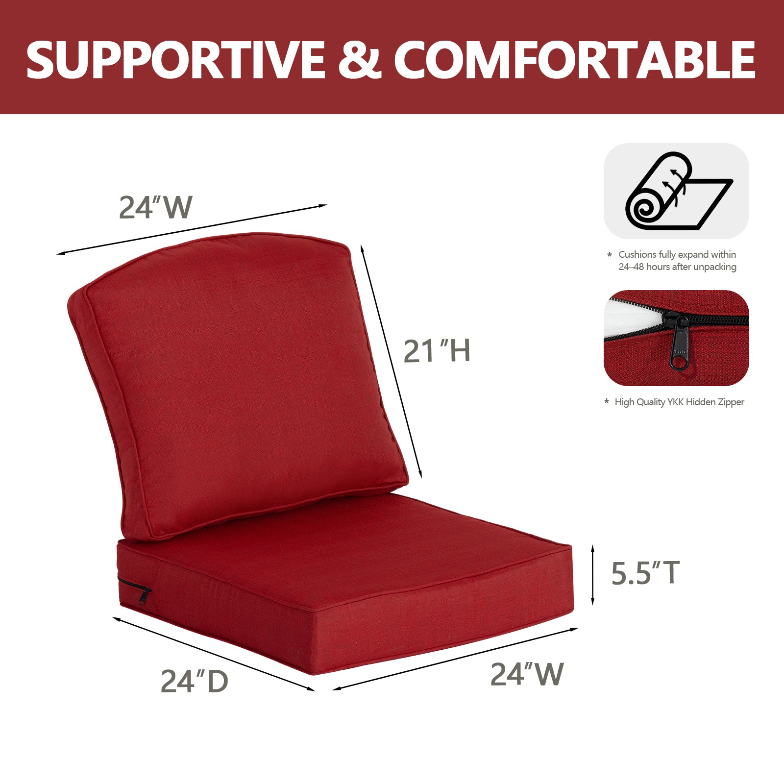 GoodGoods Deep Seat Cushion 24x24 in 2 Packs