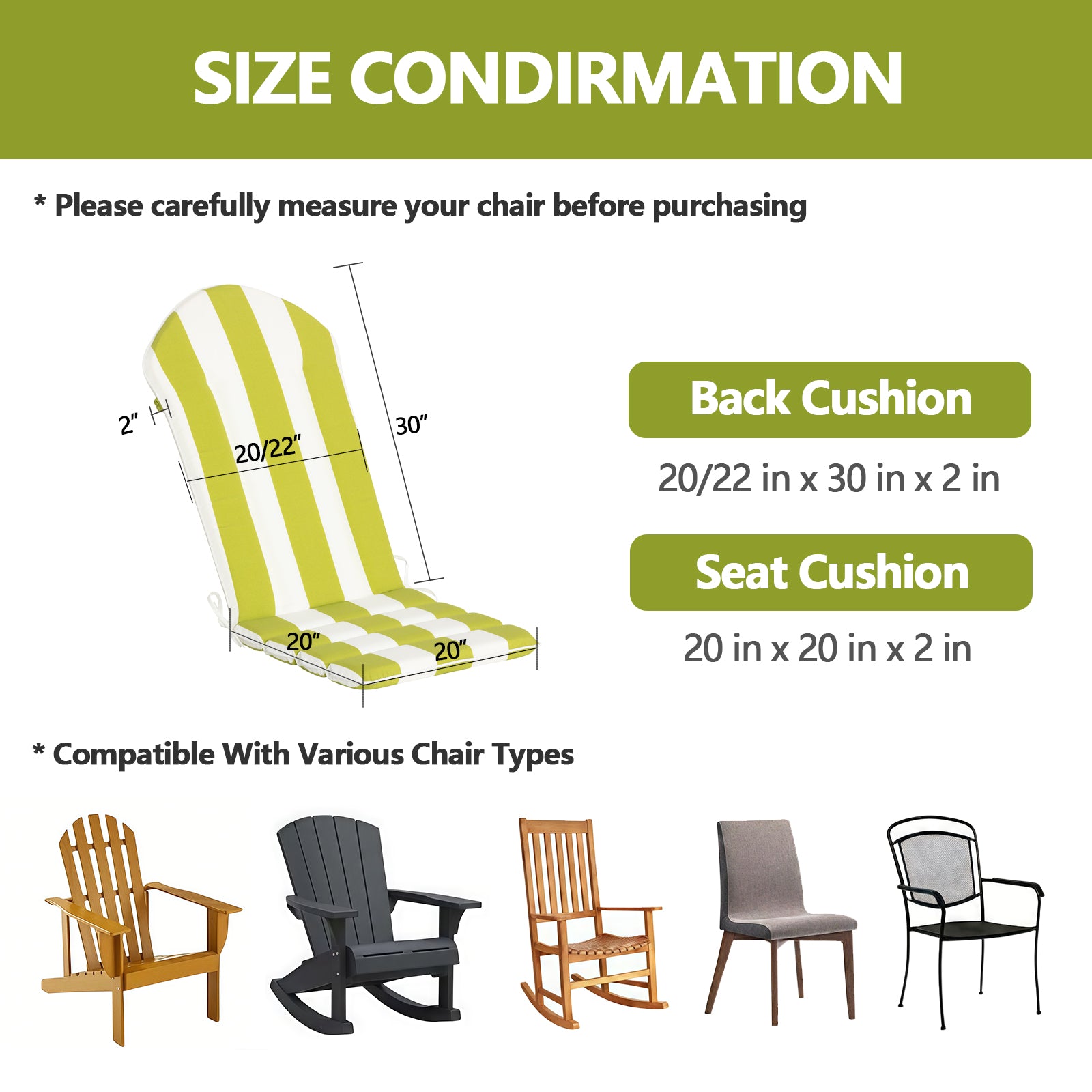 GoodGoods Adirondack Chair Cushion 20x20 in – Cabana Stripe Yellow