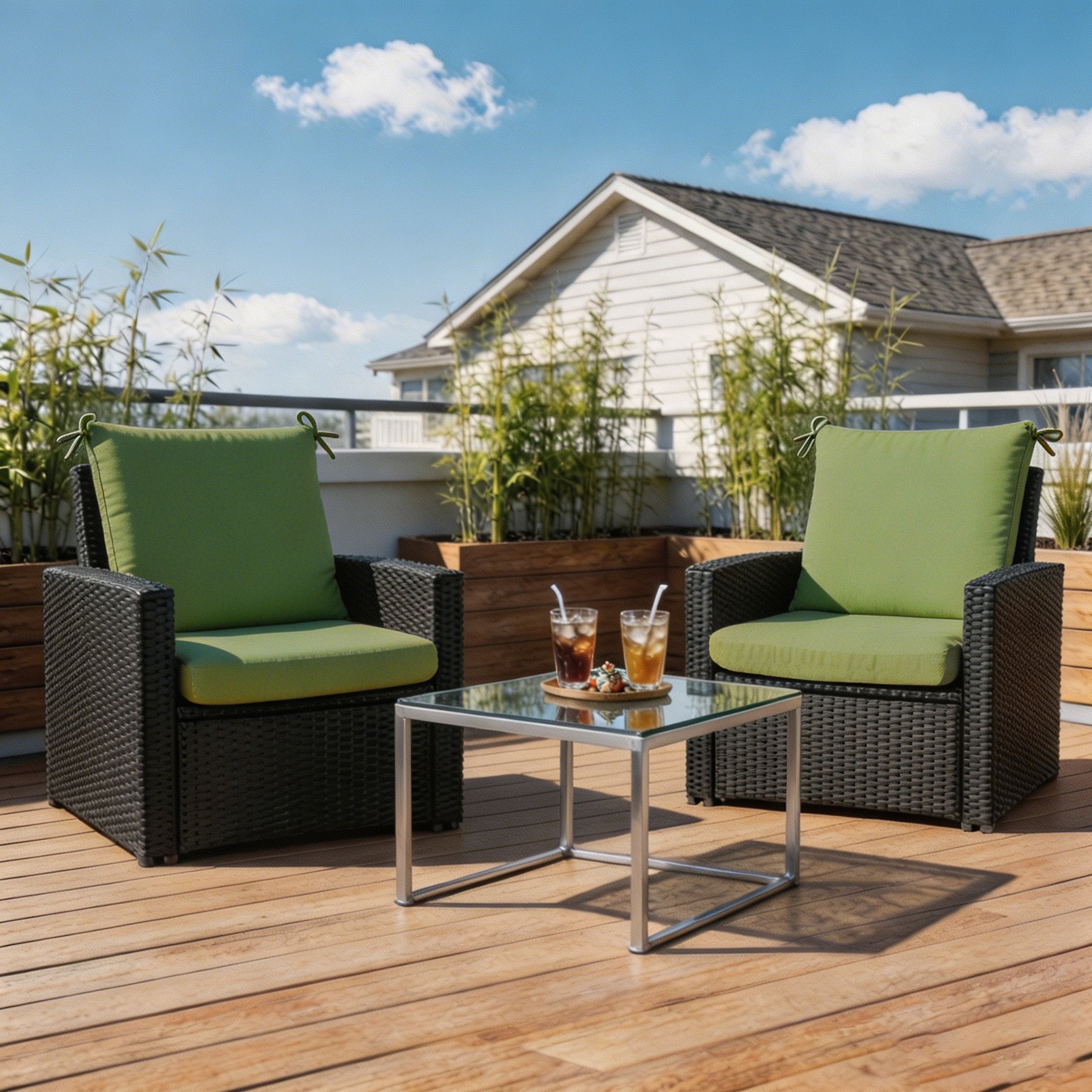 GoodGoods Outdoor High-Back Chair Cushion 22x44 in - Light Green lifestyle and product view 5