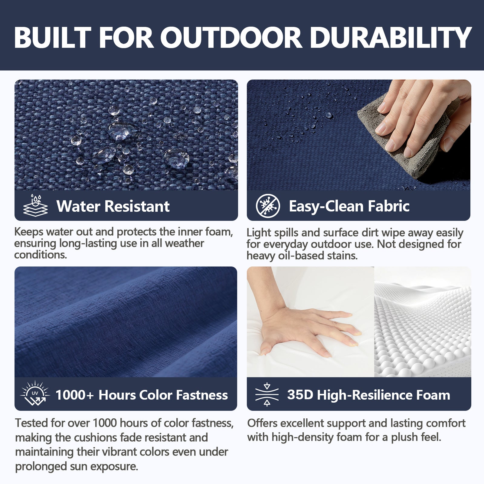 GoodGoods Deep Seat Cushion 22x24 in 2 Packs - Indigo