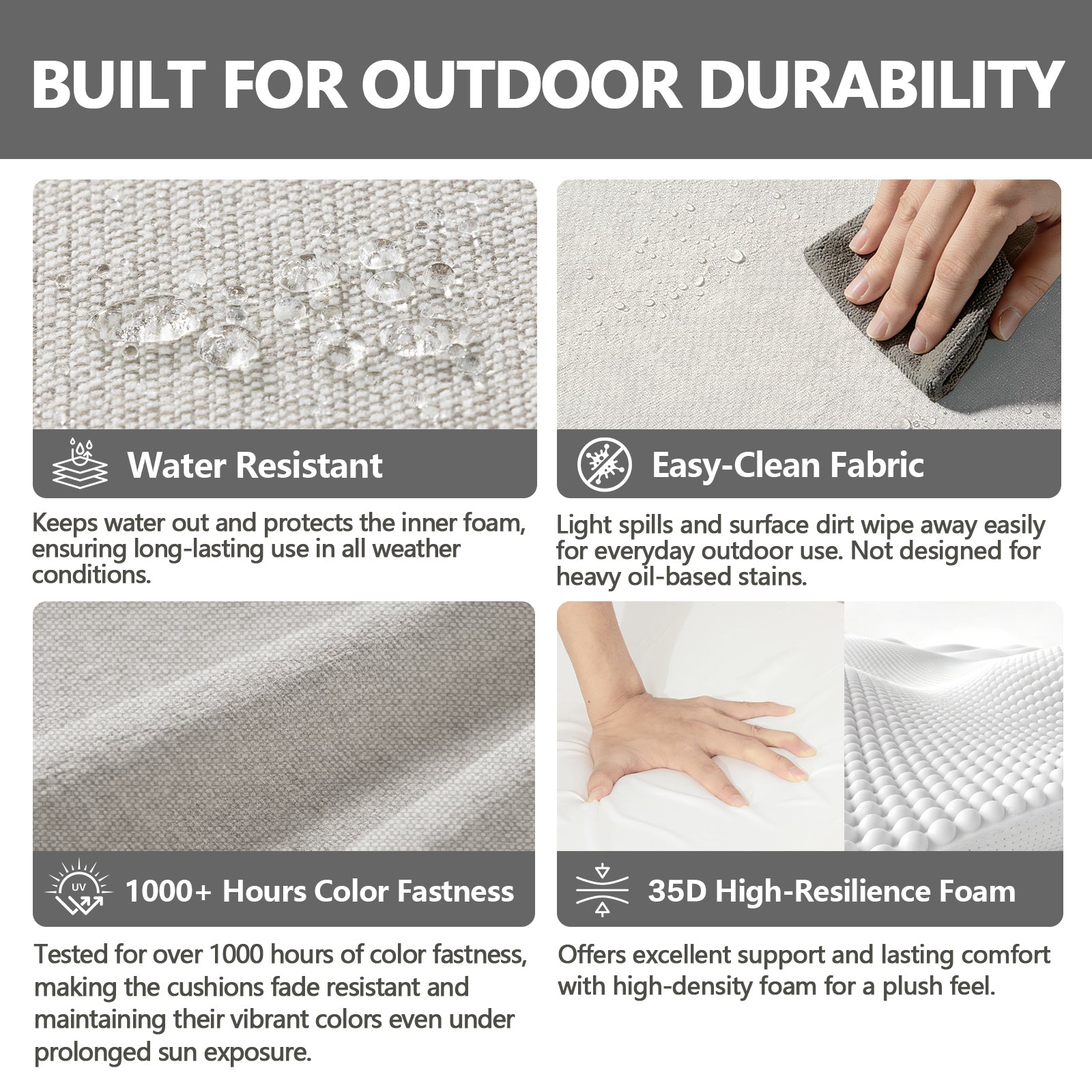 GoodGoods Deep Seat Cushion 24x24 in 2 Packs - Light Gray