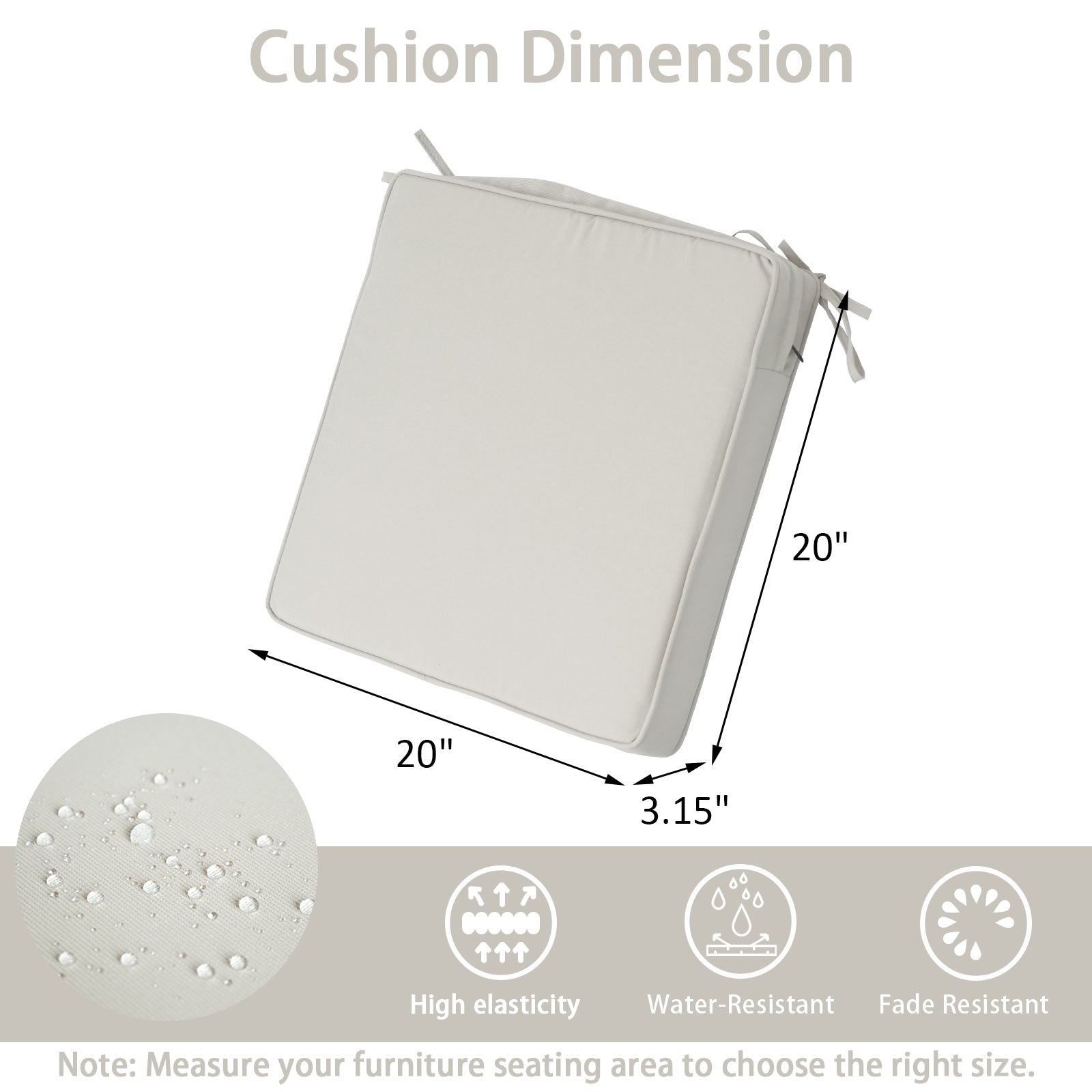 GoodGoods Outdoor Seat Cushion 20x20 in - Beige dimensions