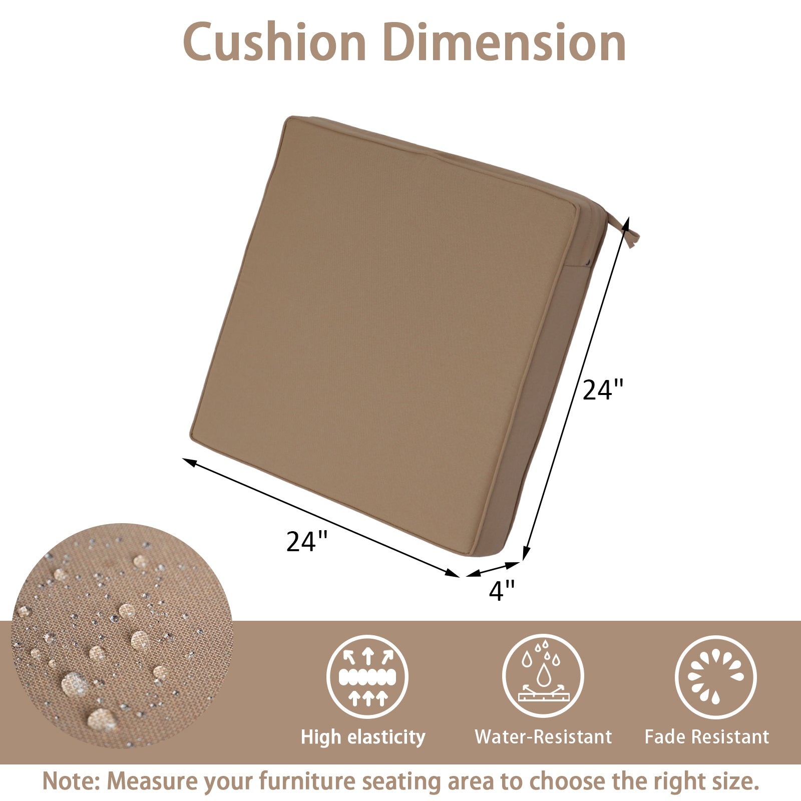 GoodGoods Outdoor Seat Cushion 24x24 in - Brown dimensions
