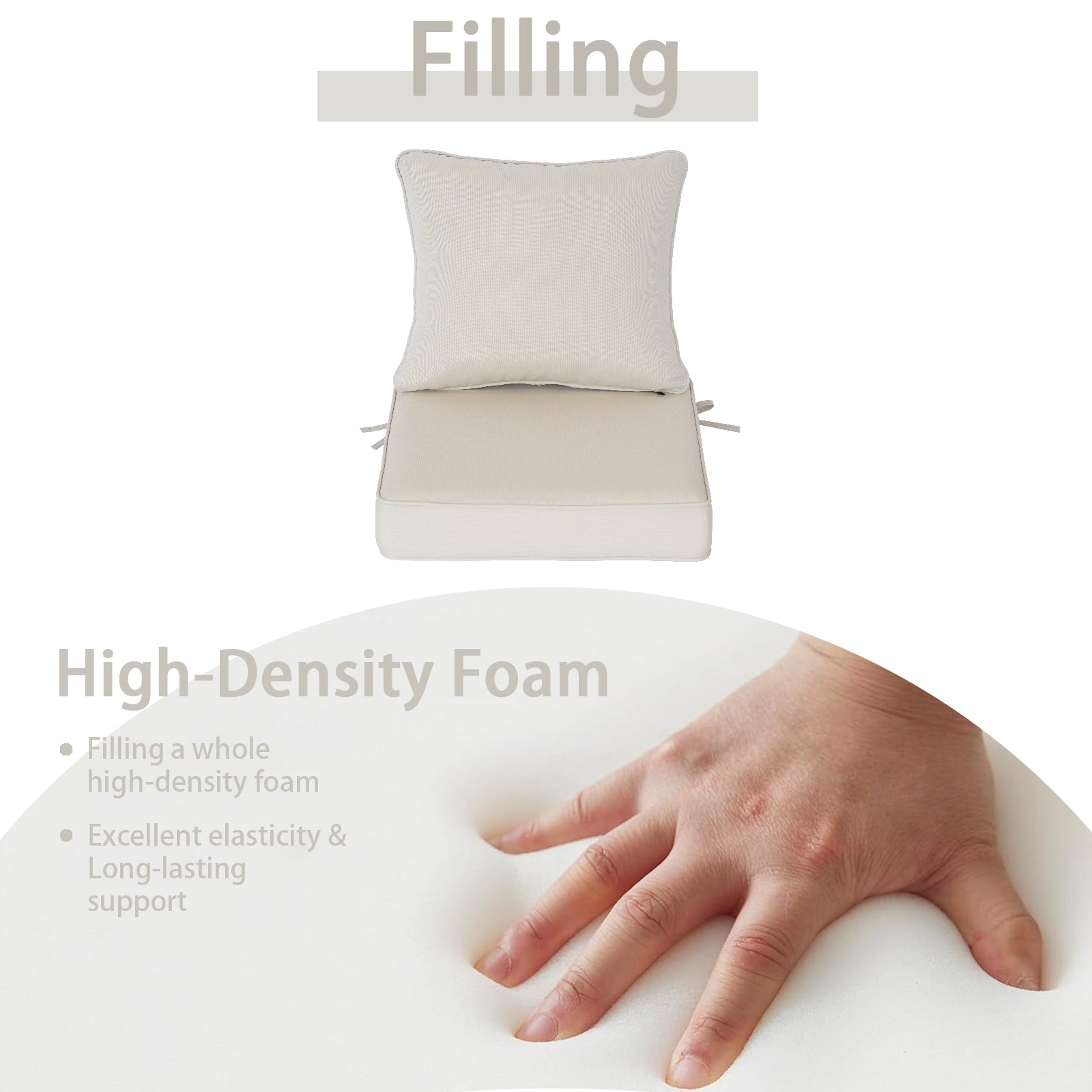 GoodGoods Deep Seat Outdoor Cushion Set 24x24 in - Beige filling and support
