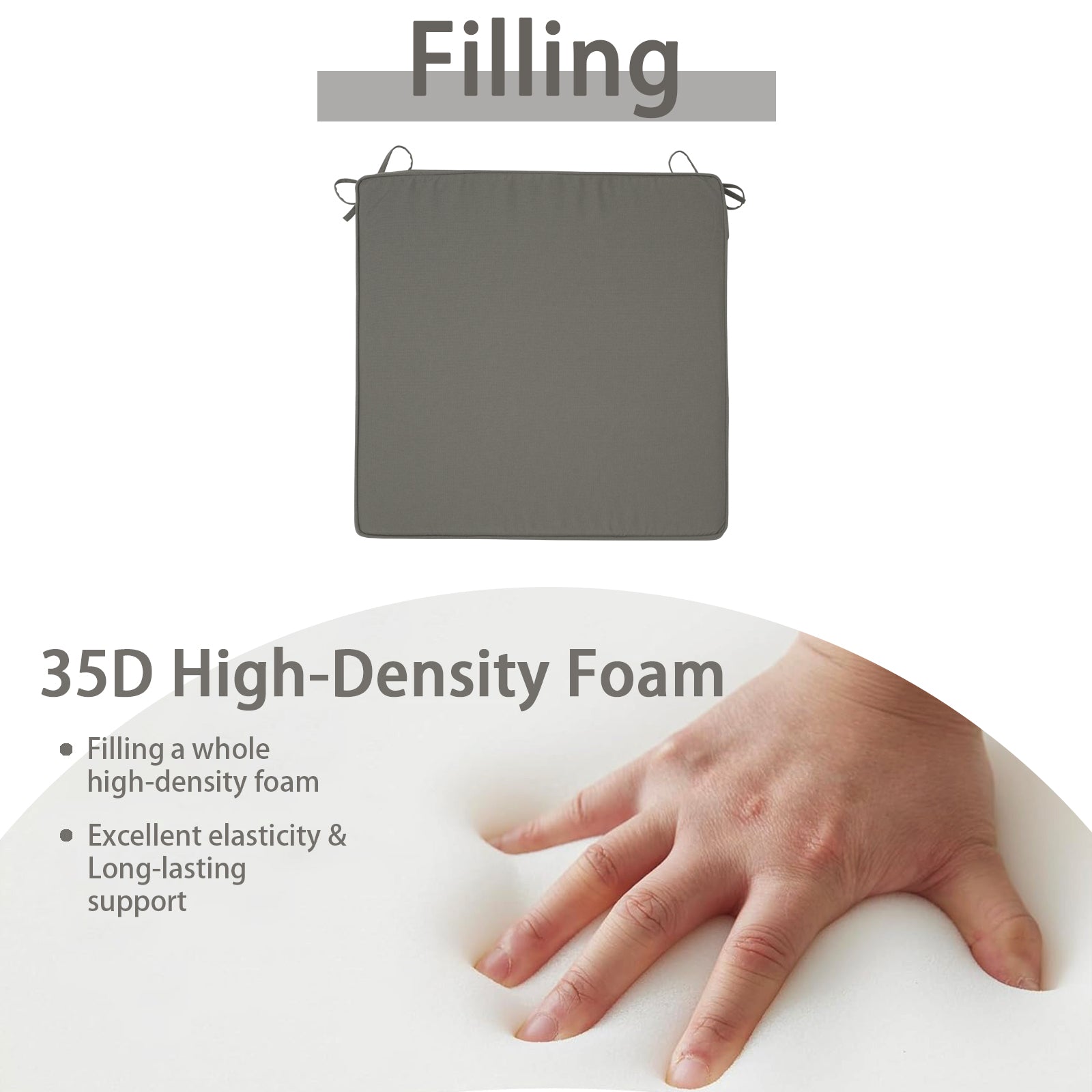 GoodGoods Outdoor Seat Cushion 22x22 in - Gray - image 4