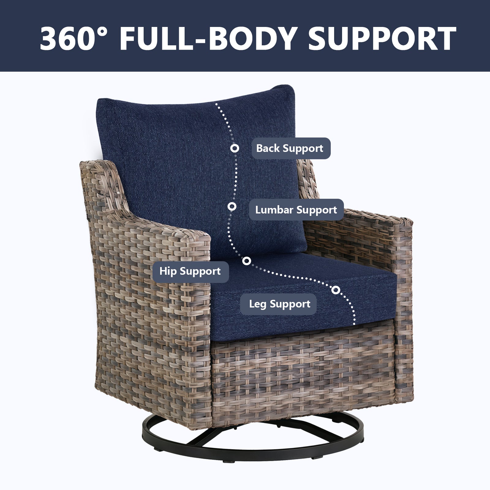 GoodGoods Deep Seat Cushion 24x24 in 2 Packs - Indigo