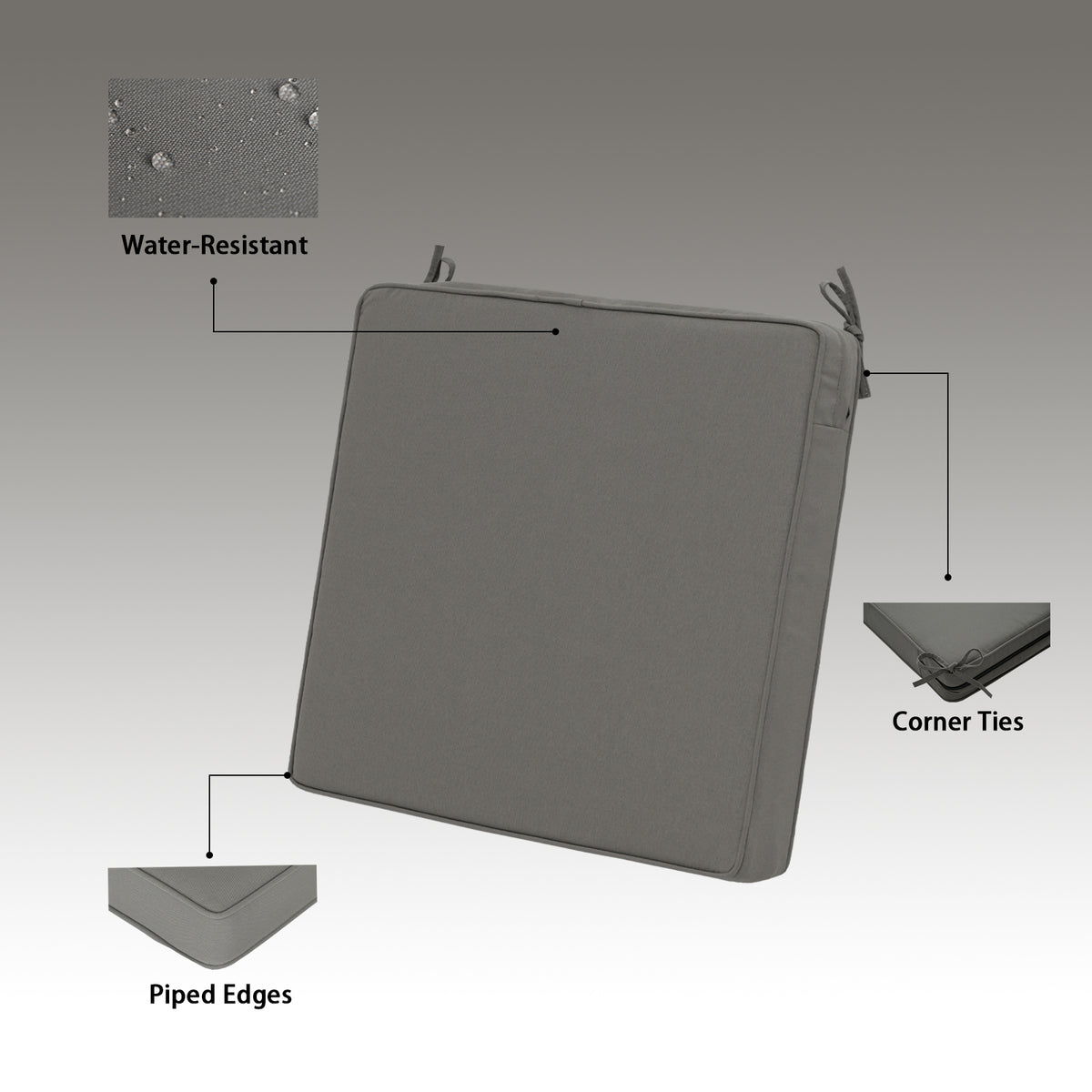 Goodgoods N Outdoor Seat Cushion 18.5x18.5 in - Gray