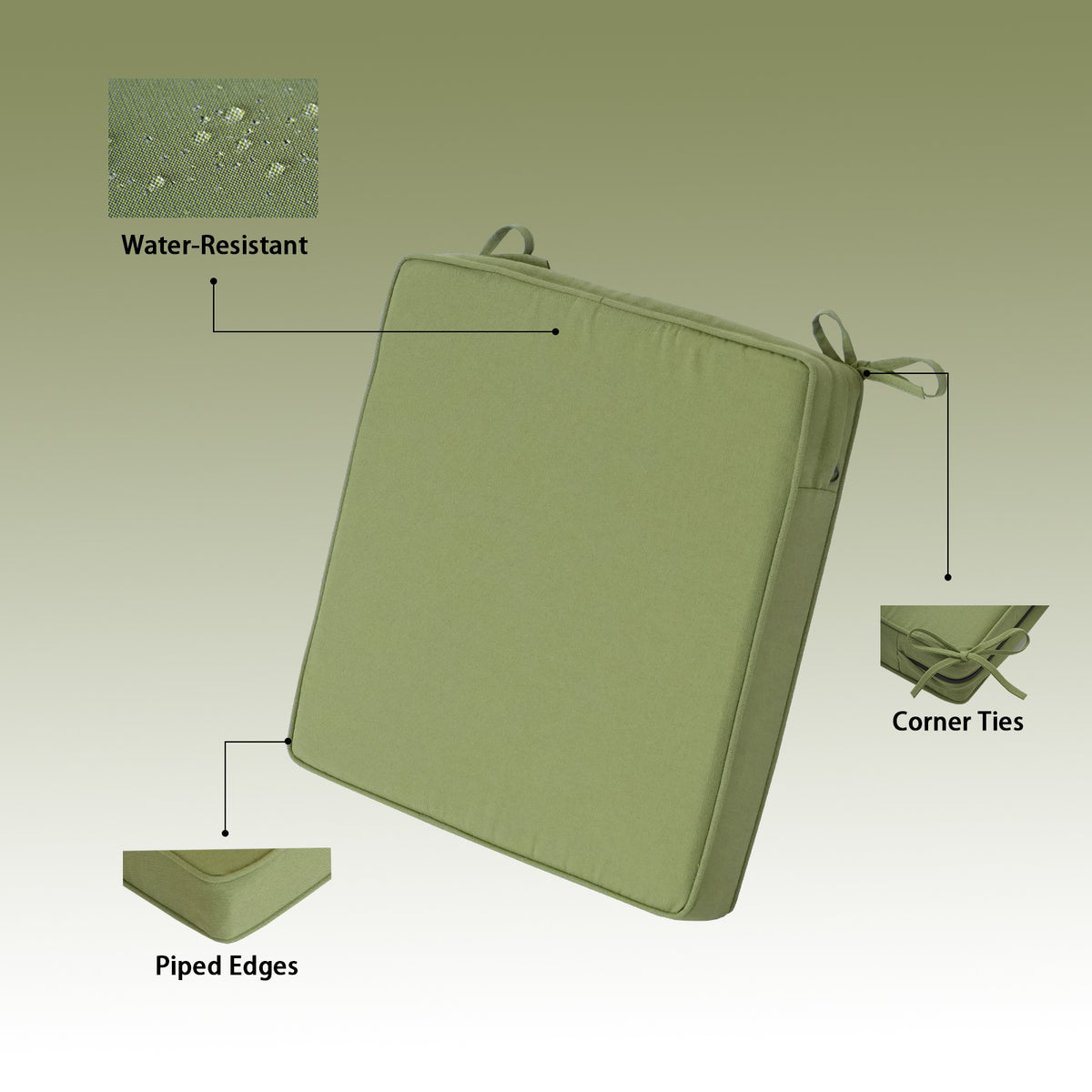 Goodgoods N Outdoor Seat Cushion 18.5x18.5 in - Light Green