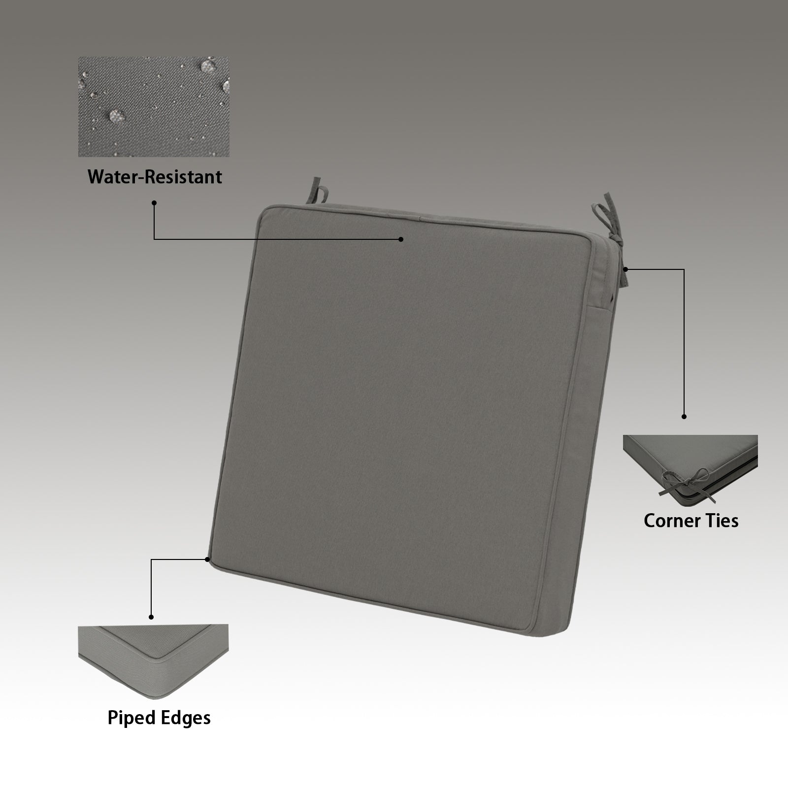 GoodGoods Outdoor Seat Cushion 22x22 in - Gray - image 5