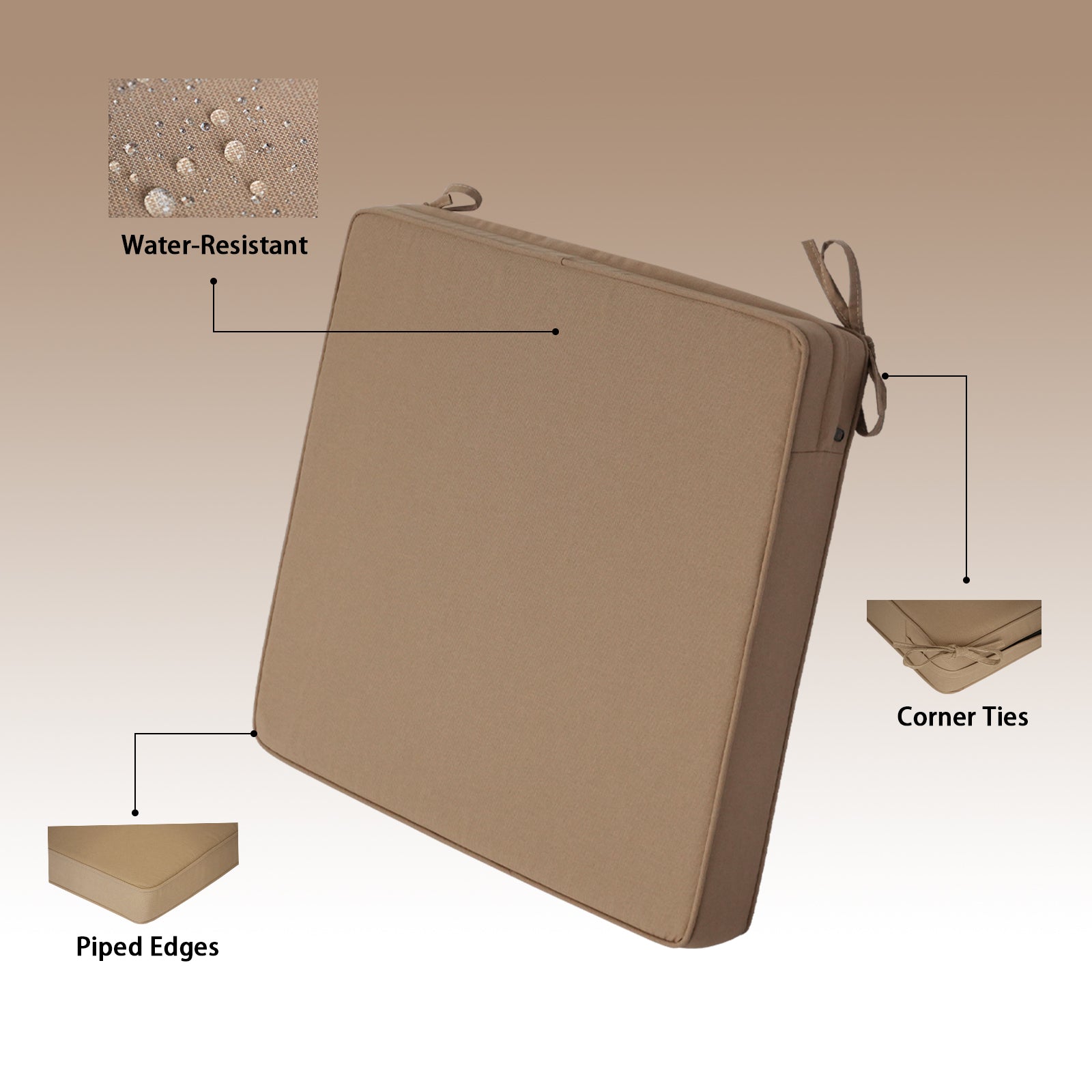 GoodGoods Outdoor Seat Cushion 22x22 in - Brown - image 5