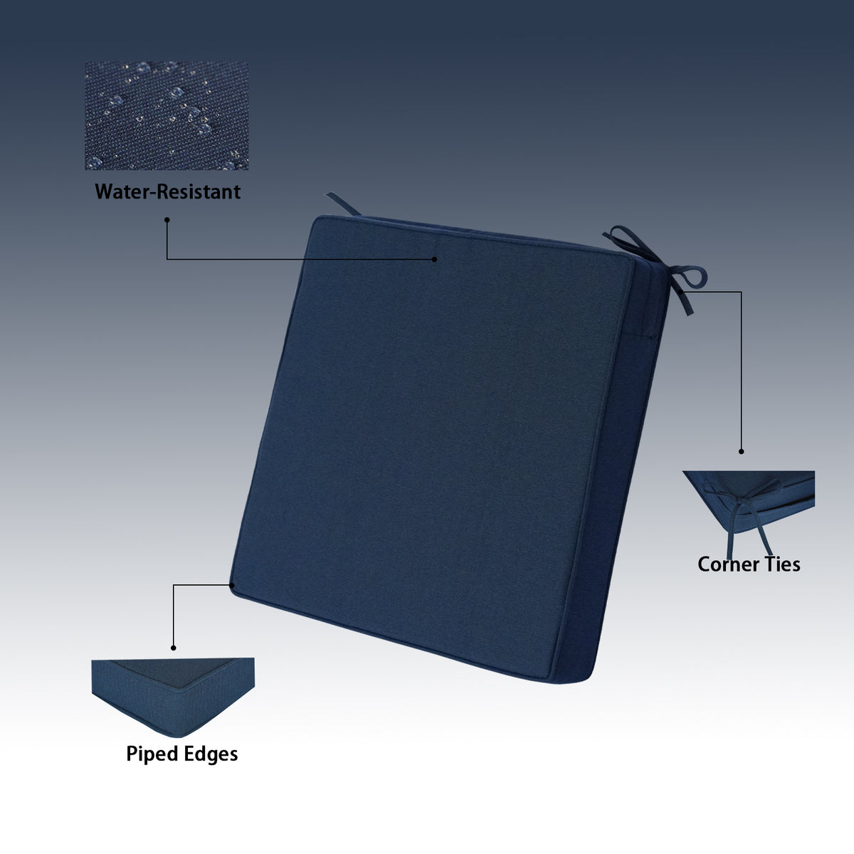 Goodgoods N Outdoor Seat Cushion 20x20 in - Dark Blue