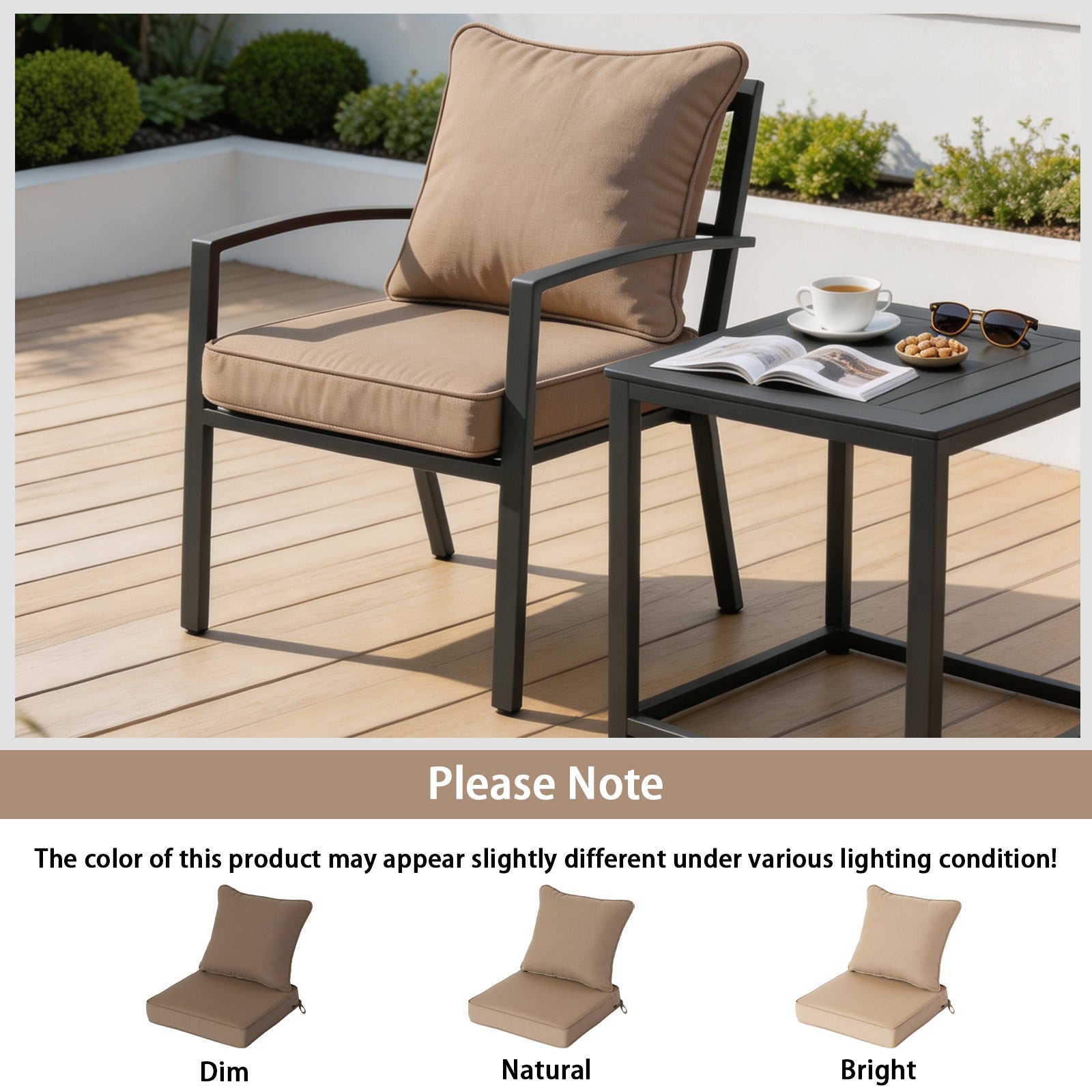 GoodGoods Deep Seat Outdoor Cushion Set 19x19 in - Brown lifestyle and product view 10