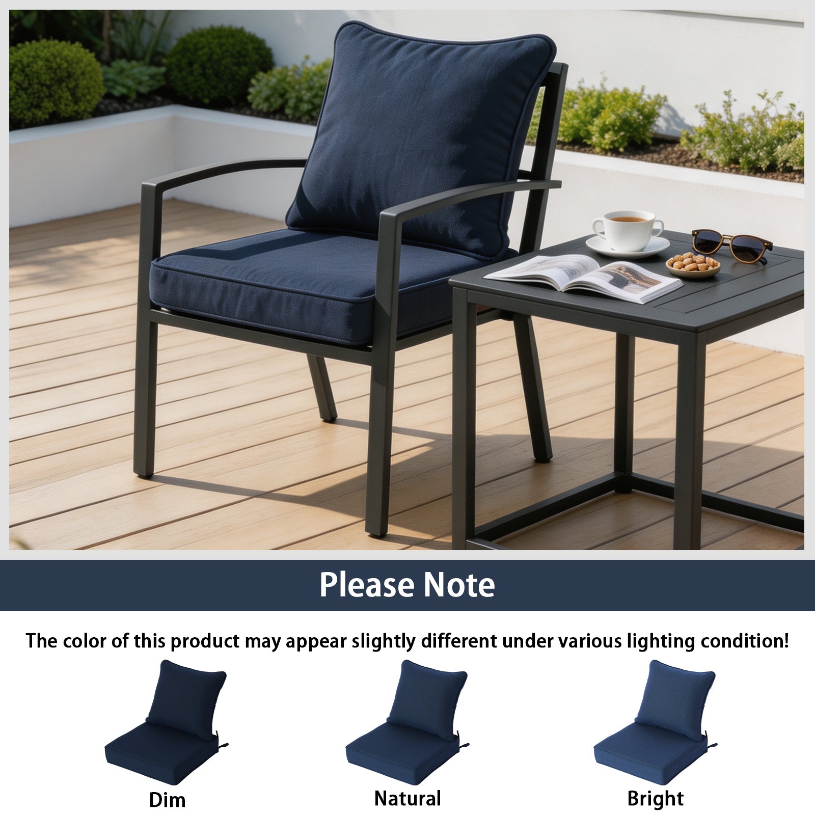 GoodGoods Deep Seat Outdoor Cushion Set 19x19 in - Dark Blue lifestyle and product view 10