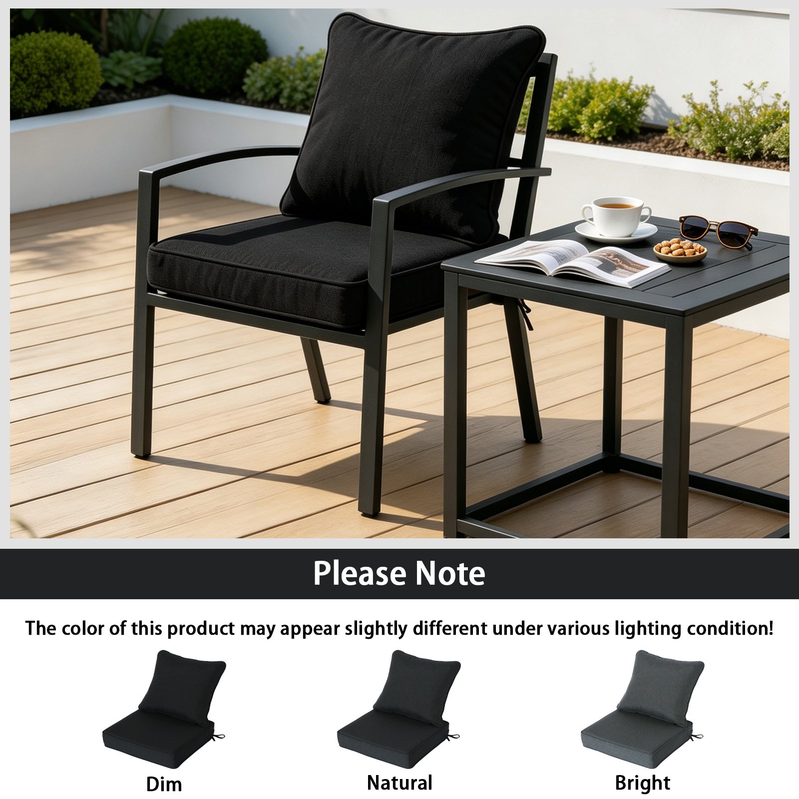 GoodGoods Deep Seat Outdoor Cushion Set 19x19 in - Black lifestyle and product view 10