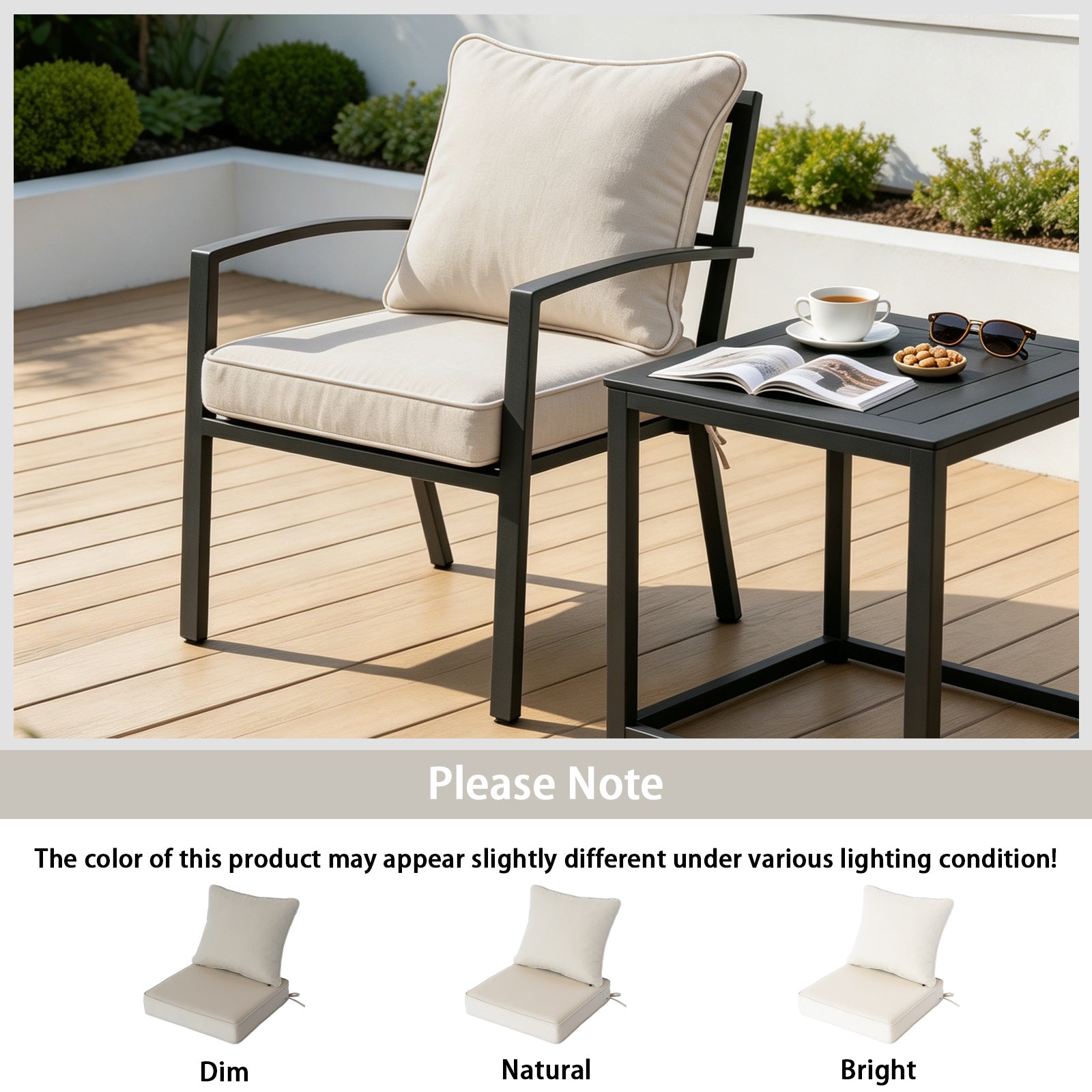 GoodGoods Deep Seat Outdoor Cushion Set 19x19 in - Beige lifestyle and product view 10