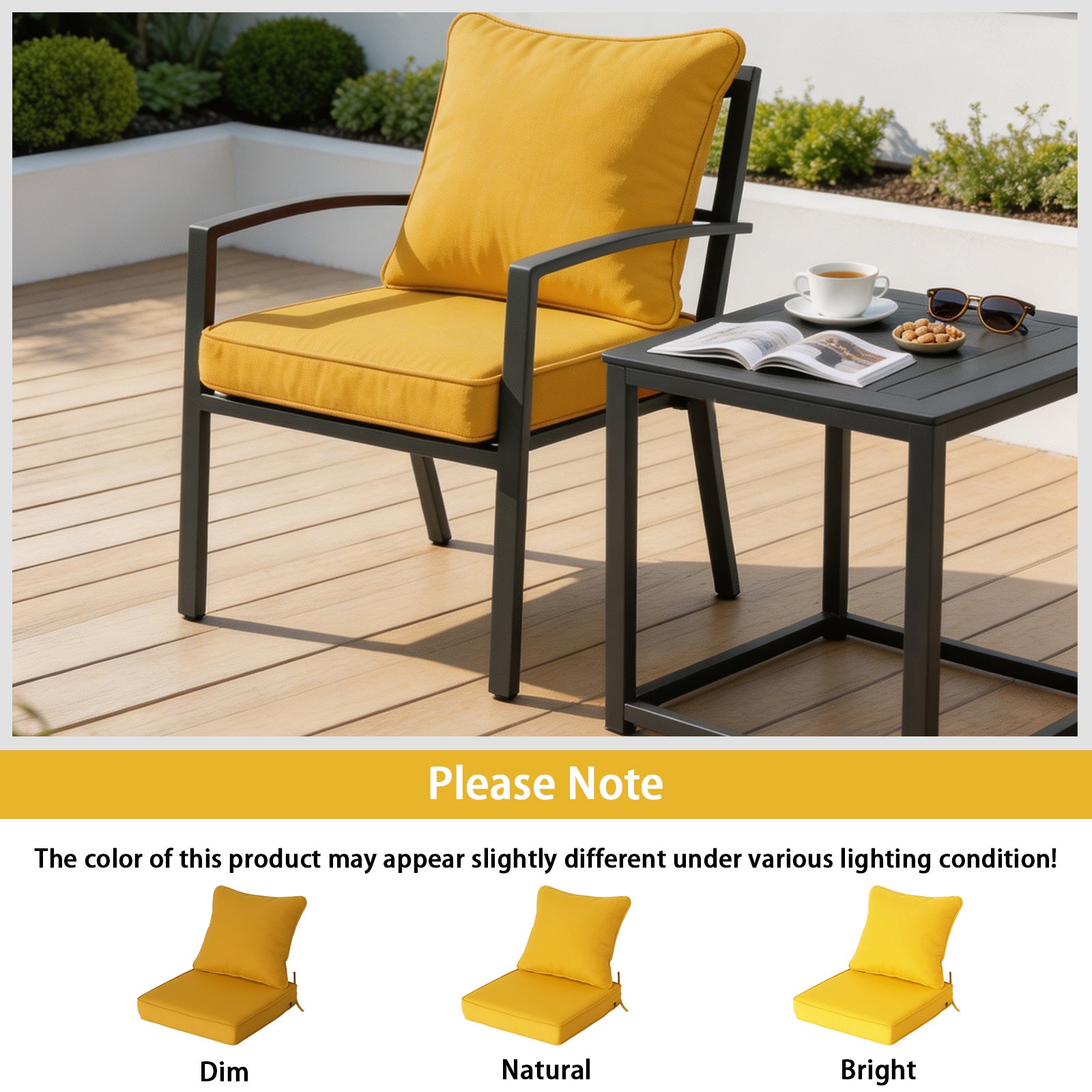 GoodGoods Deep Seat Outdoor Cushion Set 19x19 in - Yellow lifestyle and product view 10