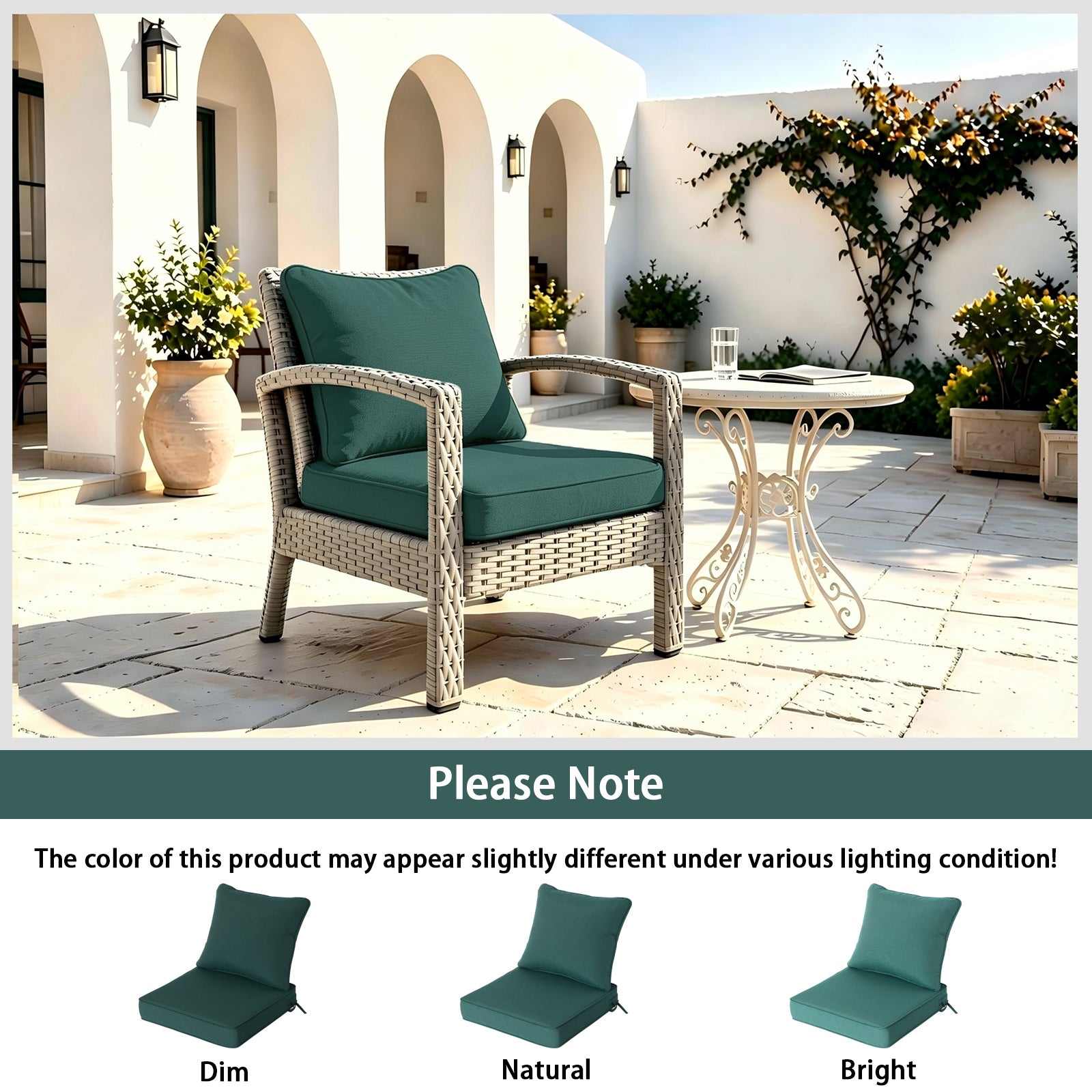 GoodGoods Deep Seat Outdoor Cushion Set 22x22 in - Deep Green lifestyle and product view 9