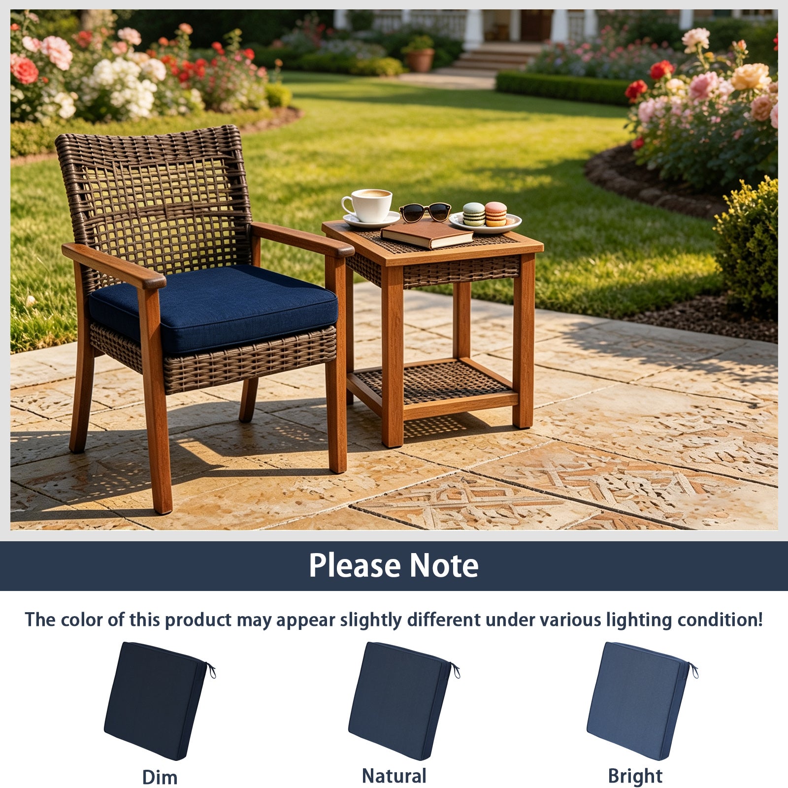 GoodGoods Outdoor Seat Cushion 24x24 in - Dark Blue lifestyle and product view 8