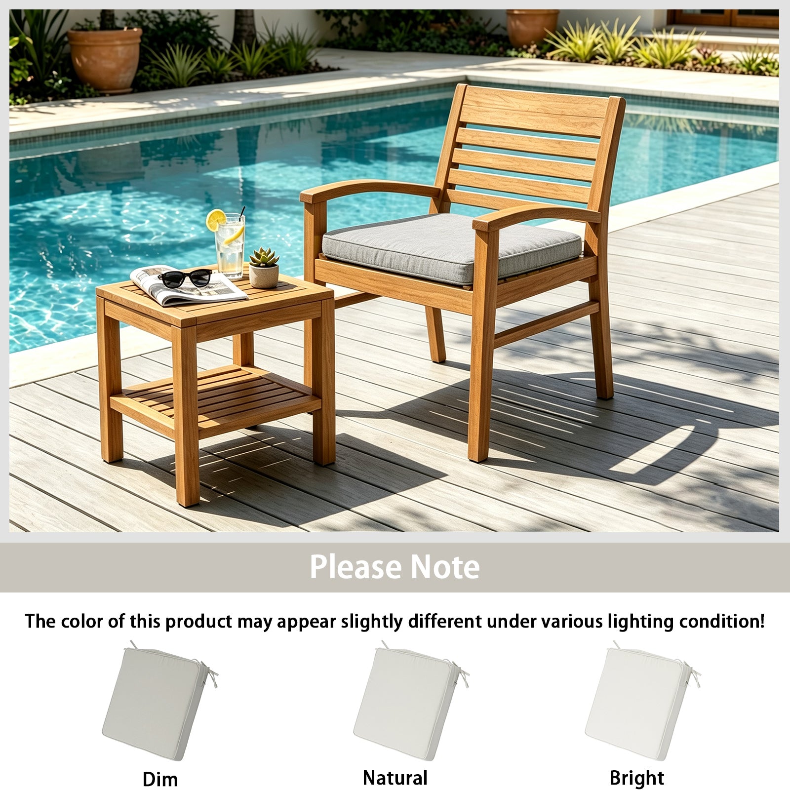 GoodGoods Outdoor Seat Cushion 22x22 in - Beige lifestyle and product view 12