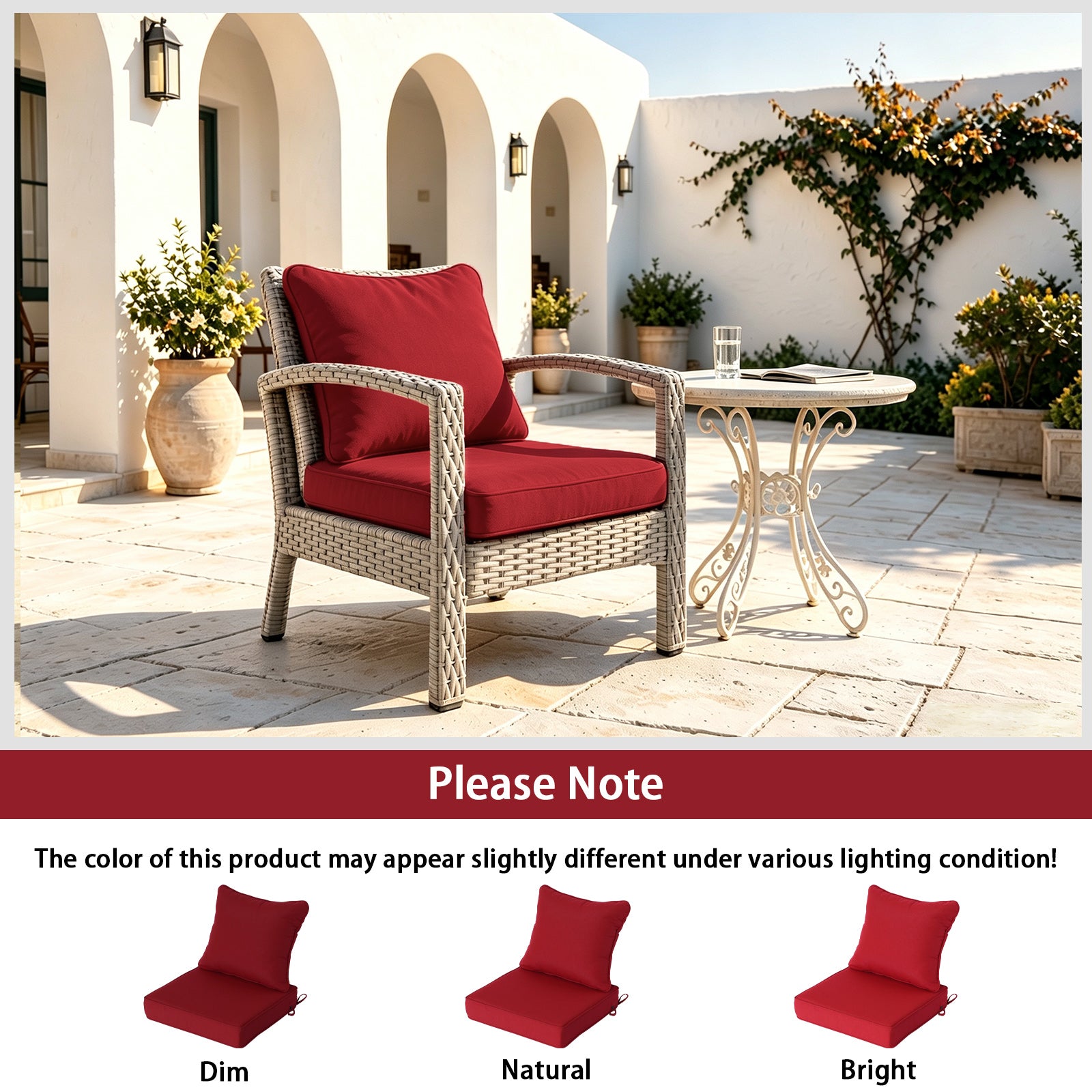 GoodGoods Deep Seat Outdoor Cushion Set 22x22 in - Red lifestyle and product view 9