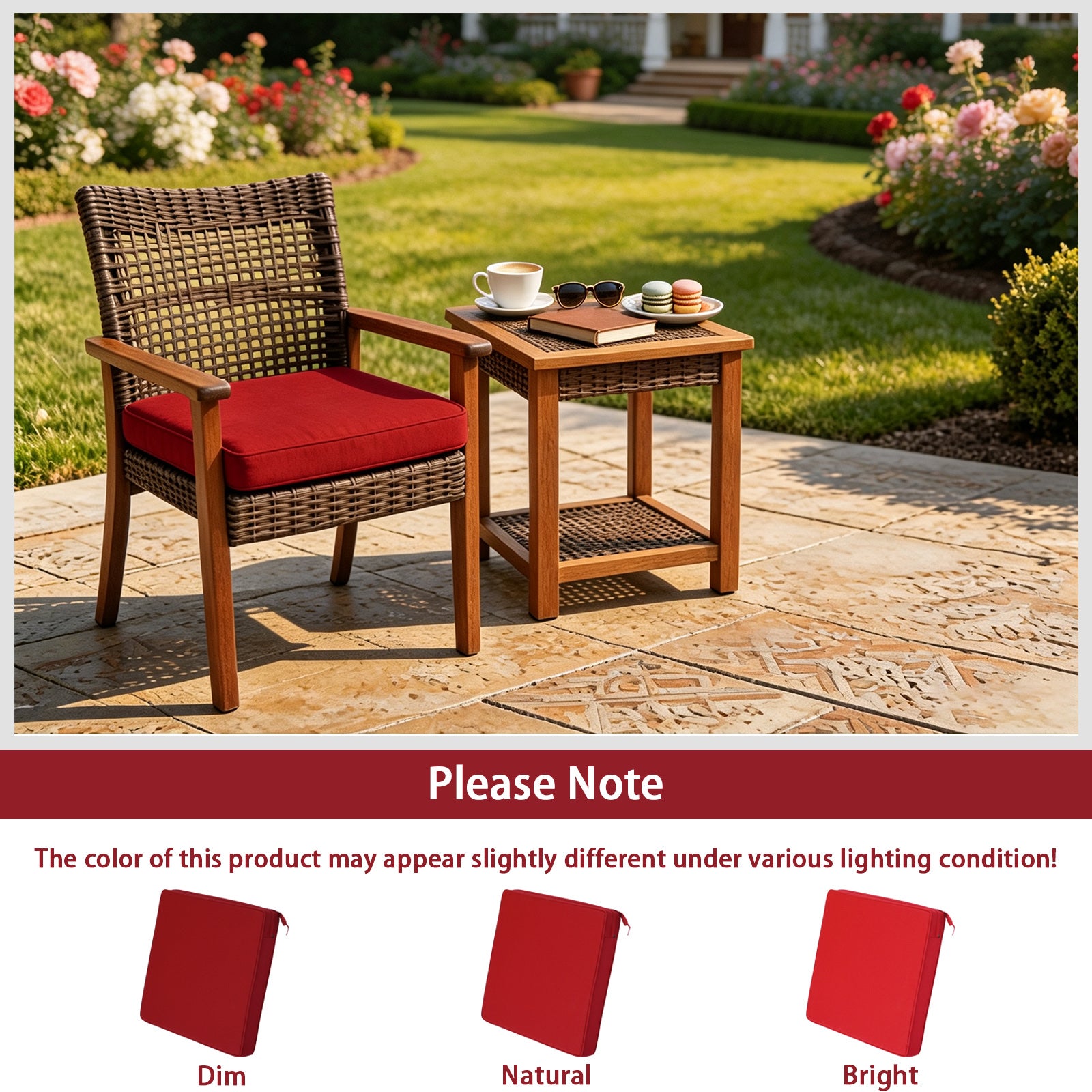 GoodGoods Outdoor Seat Cushion 24x24 in - Red lifestyle and product view 8