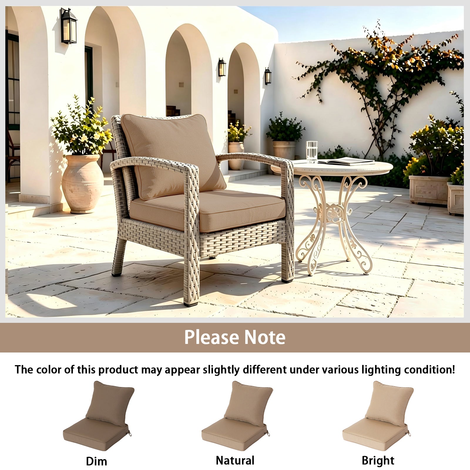 GoodGoods Deep Seat Outdoor Cushion Set 22x22 in - Brown lifestyle and product view 9