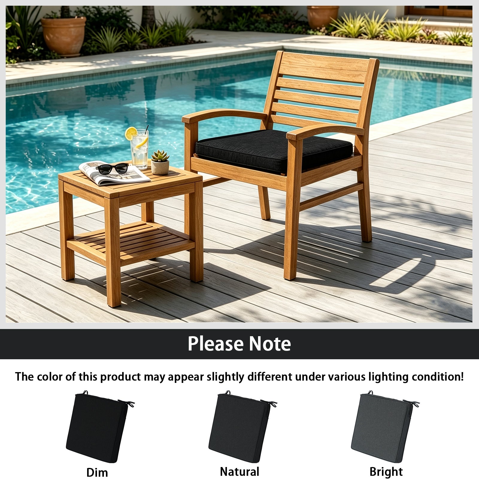 GoodGoods Outdoor Seat Cushion 22x22 in - Black lifestyle and product view 12
