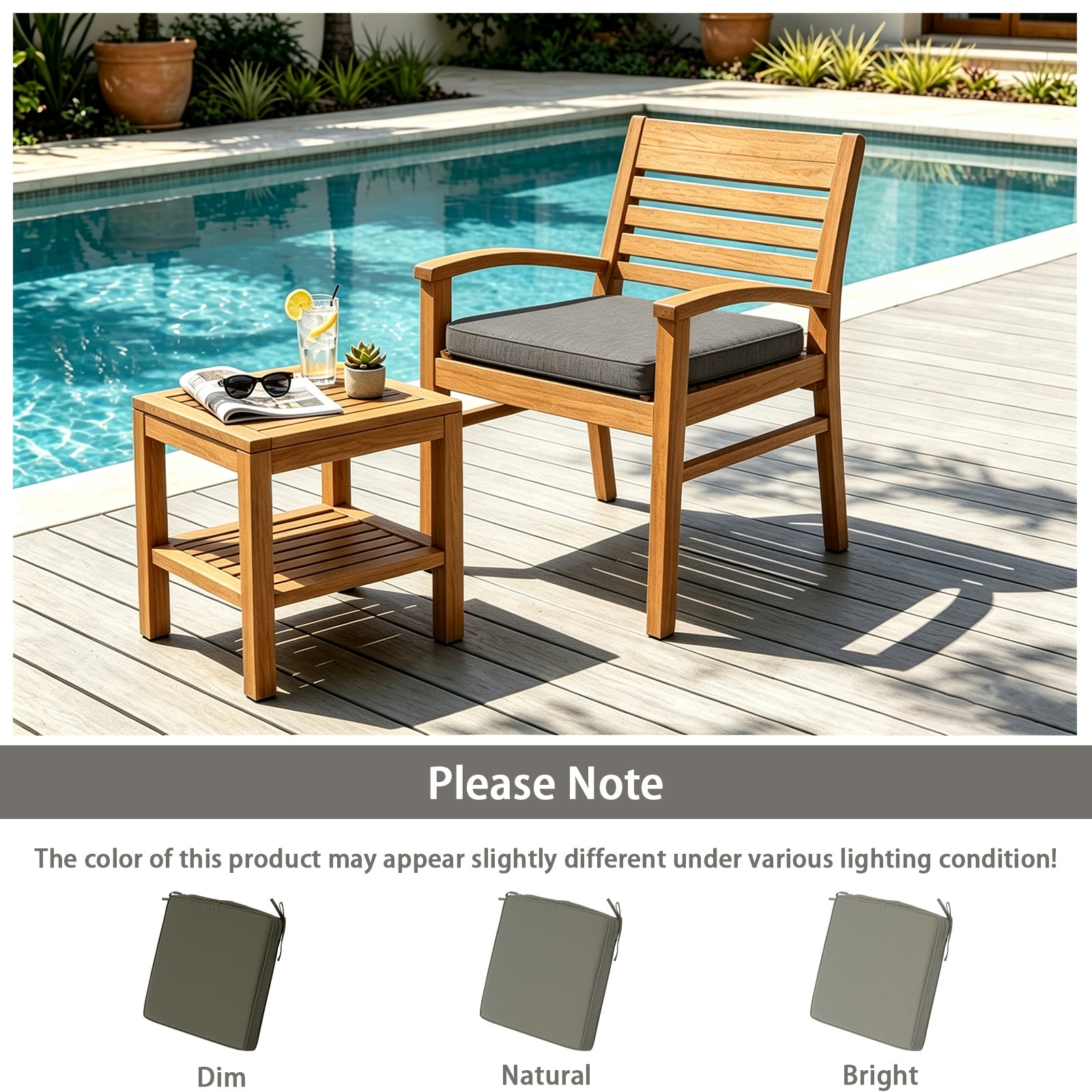 GoodGoods Outdoor Seat Cushion 22x22 in - Gray lifestyle and product view 12
