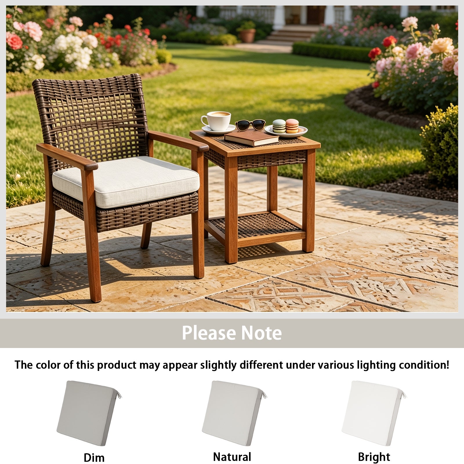 GoodGoods Outdoor Seat Cushion 24x24 in - Beige lifestyle and product view 8
