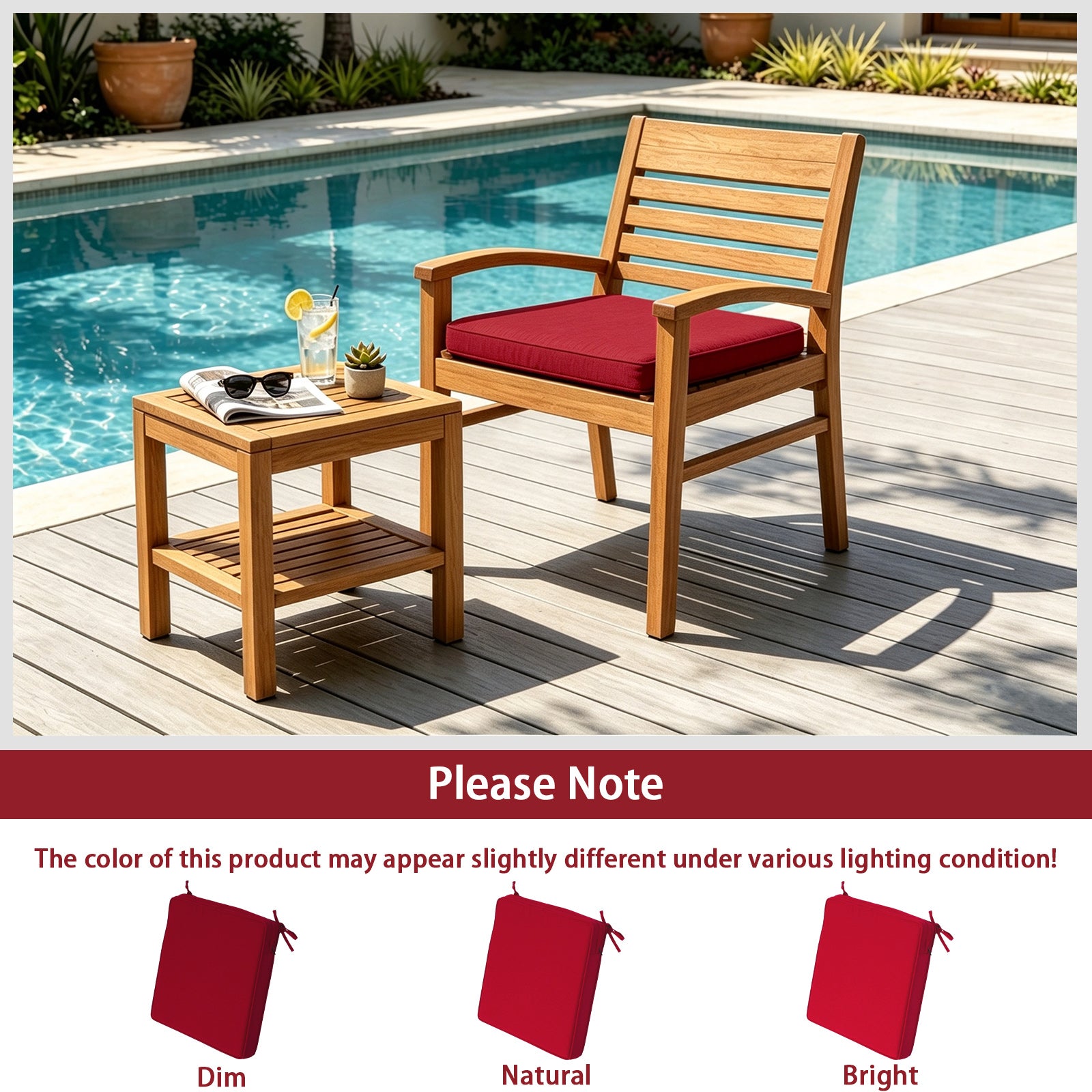 GoodGoods Outdoor Seat Cushion 22x22 in - Red lifestyle and product view 12