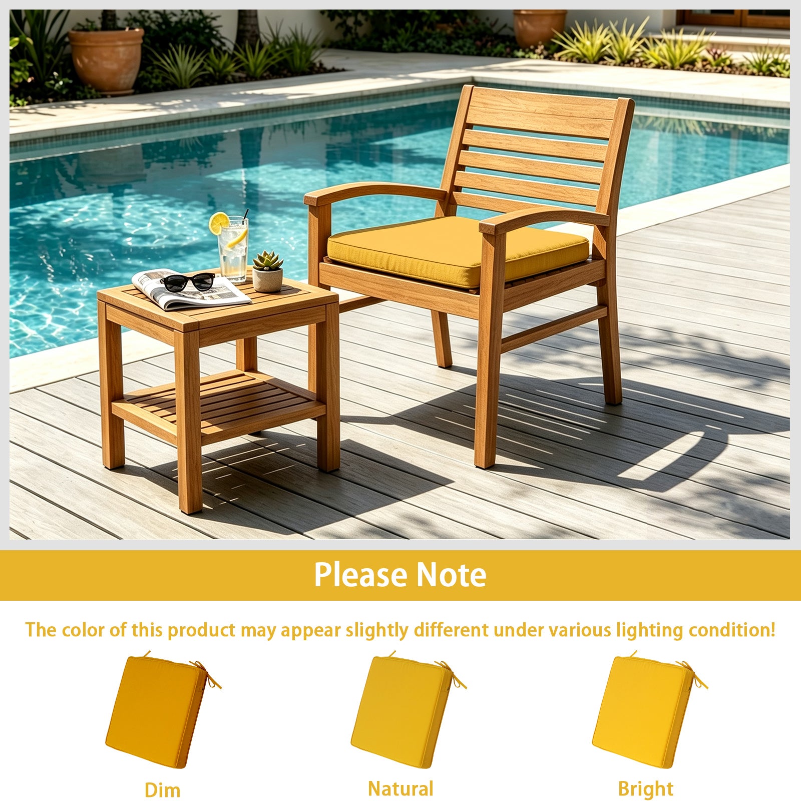 GoodGoods Outdoor Seat Cushion 22x22 in - Yellow lifestyle and product view 12