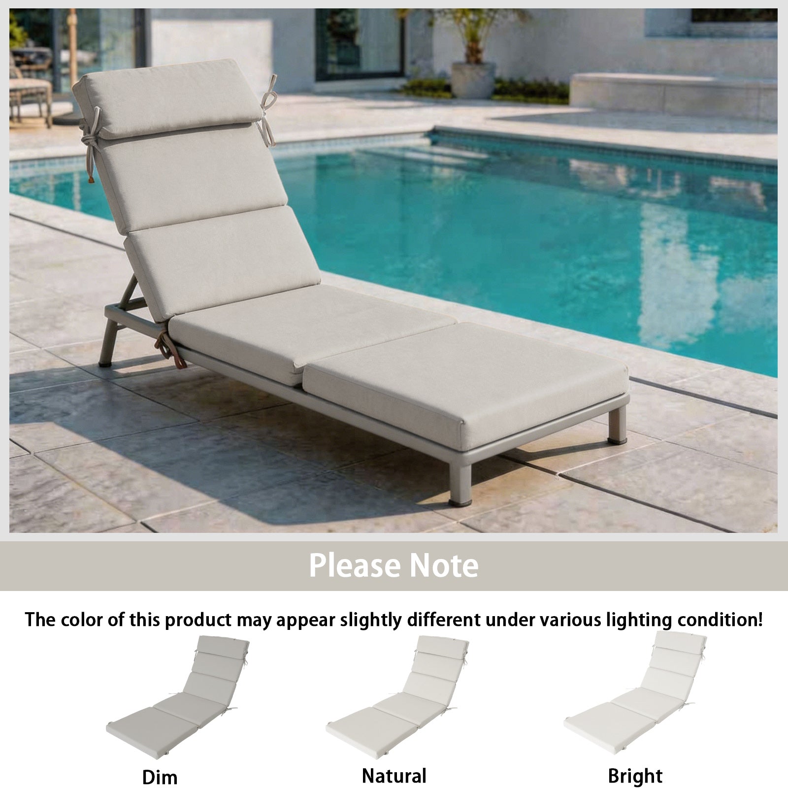GoodGoods Outdoor Chaise Lounge Cushion 25x77 in - Beige lifestyle and product view 9