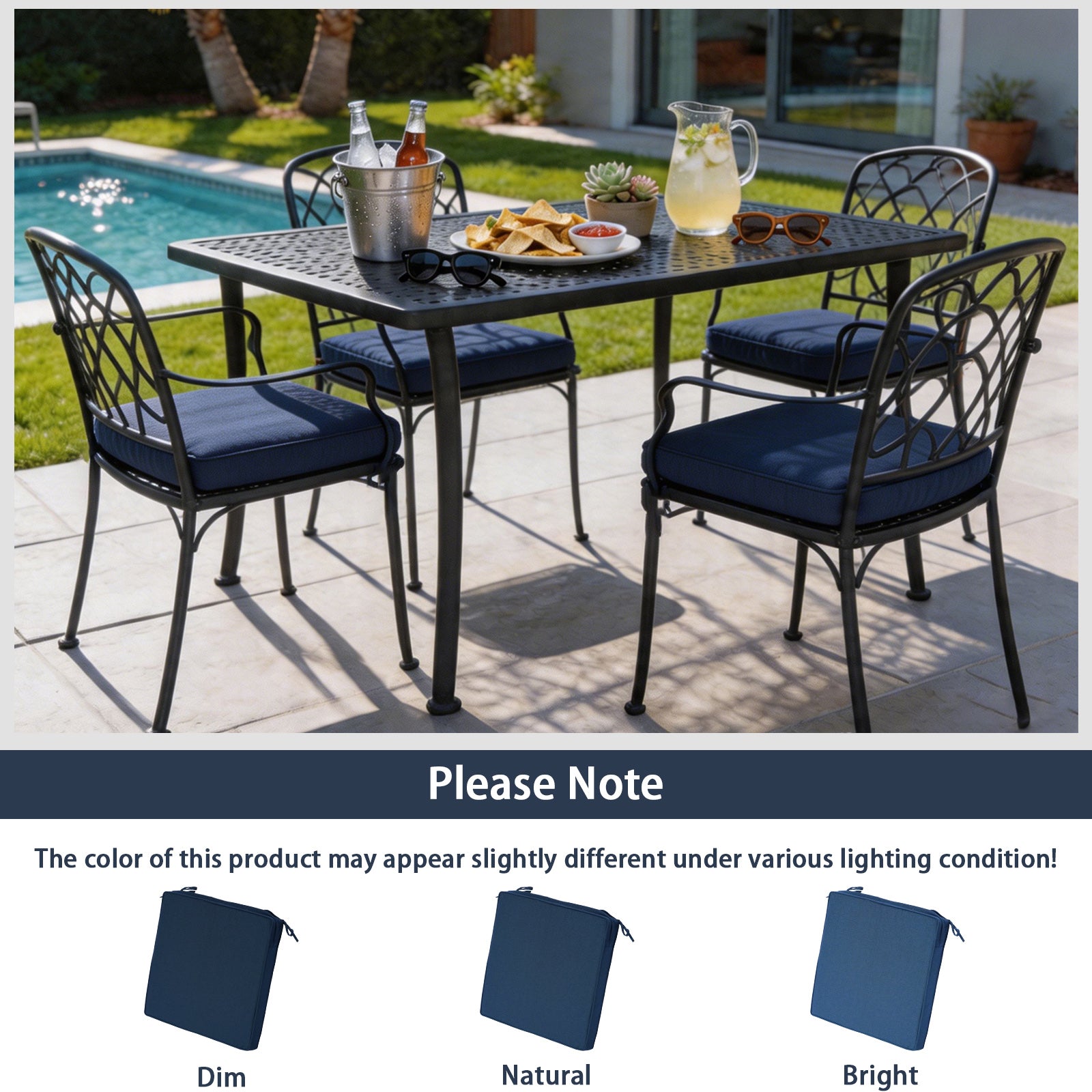 GoodGoods Outdoor Seat Cushion 20x20 in - Dark Blue lifestyle and product view 10